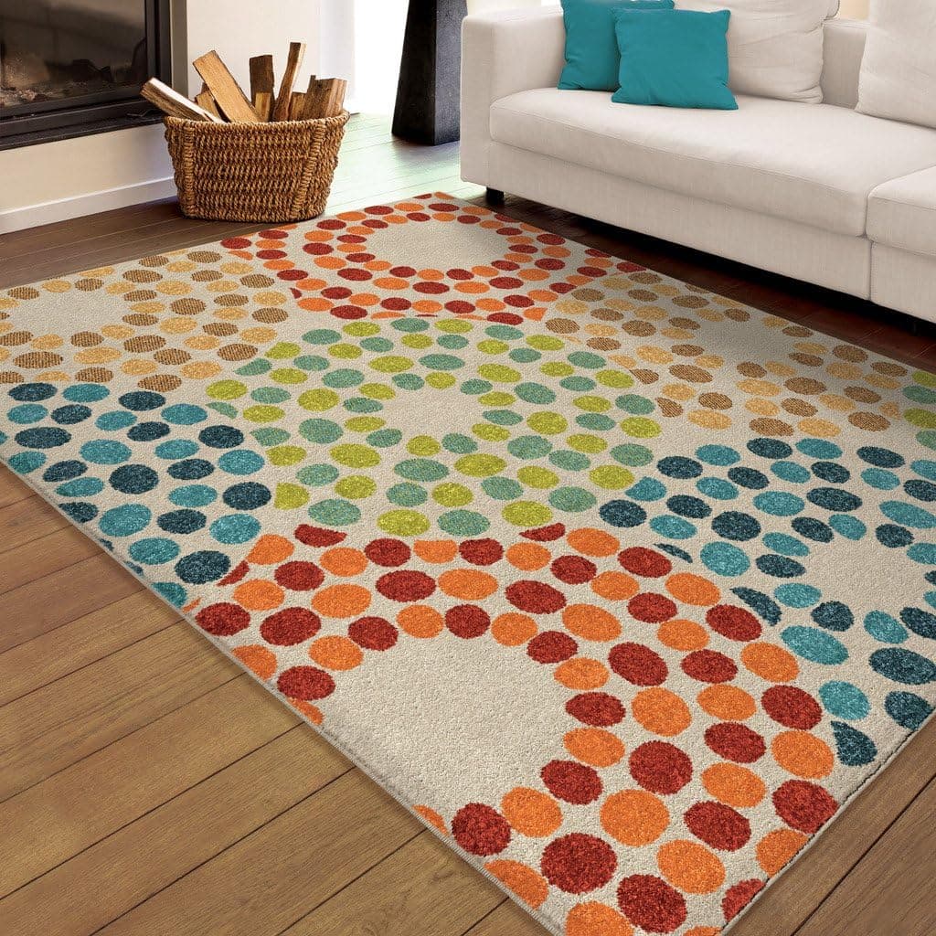 Orian Rugs Indoor/Outdoor Rugs Promise Polka Circles Multi 5' X 7'