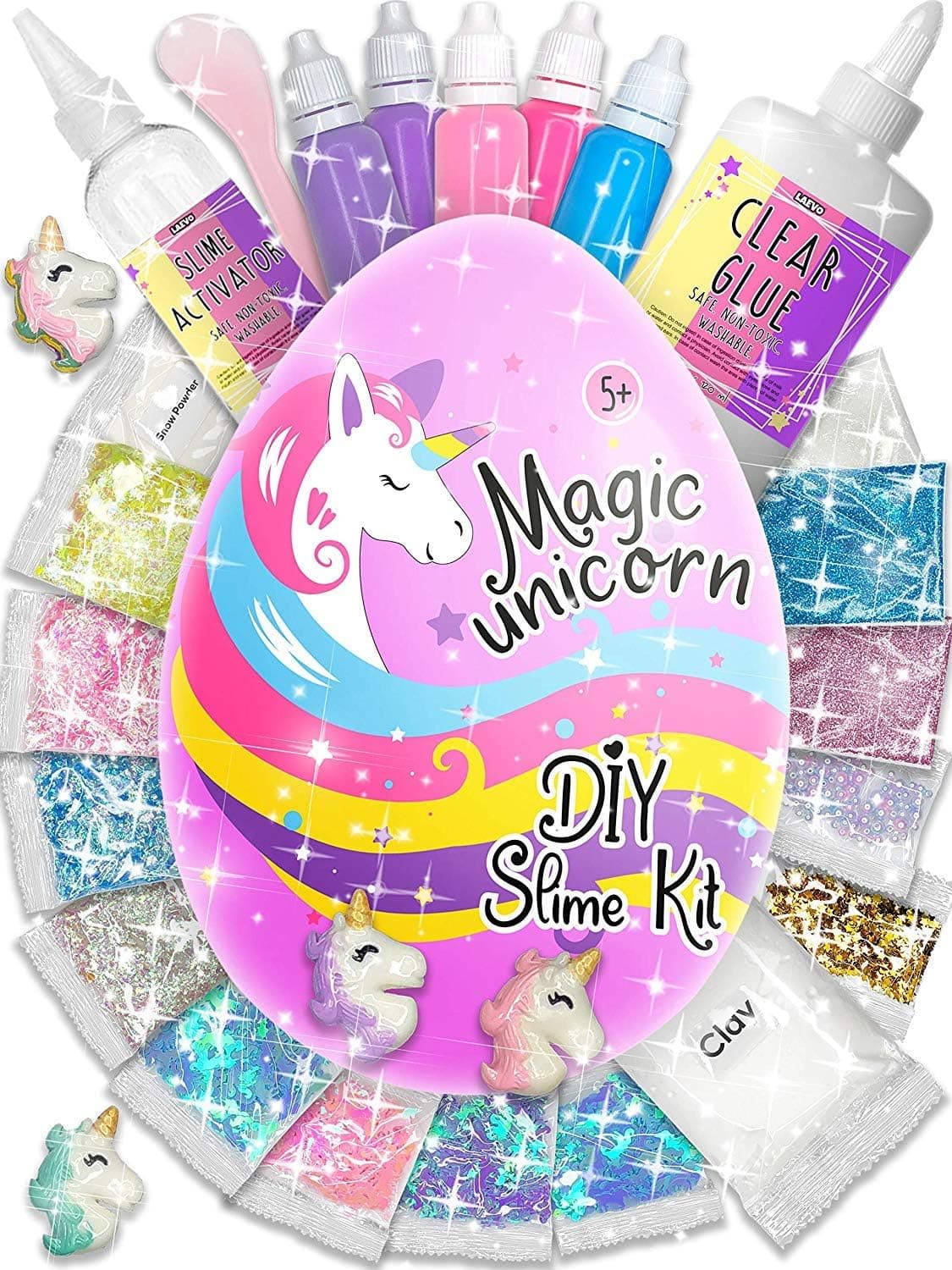 Laevo Stocking Stuffer Unicorn Surprise Butter Slime Egg - Slime Kit for Girls - Slime Making Kit - DIY Slime Kits Great for Christmas
