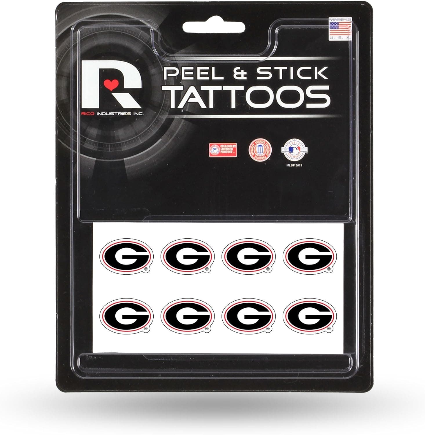 NCAA Georgia Bulldogs Face Tattoos, 8-Piece Set