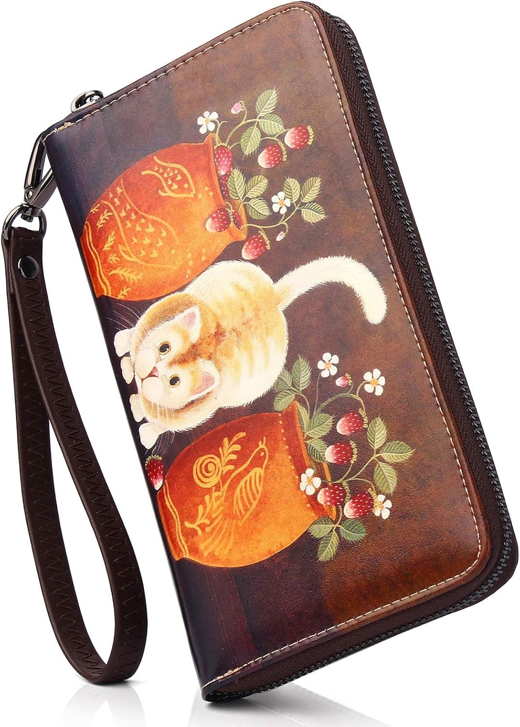 APHISON Women's Wallets Large Capacity Clutch Wallet For Women Ladies Wallets Clearance Credit Card Holder Womens RFID Wallet Moon Cute Cow Cat Elephant Fox Cell Phone Purse 1791