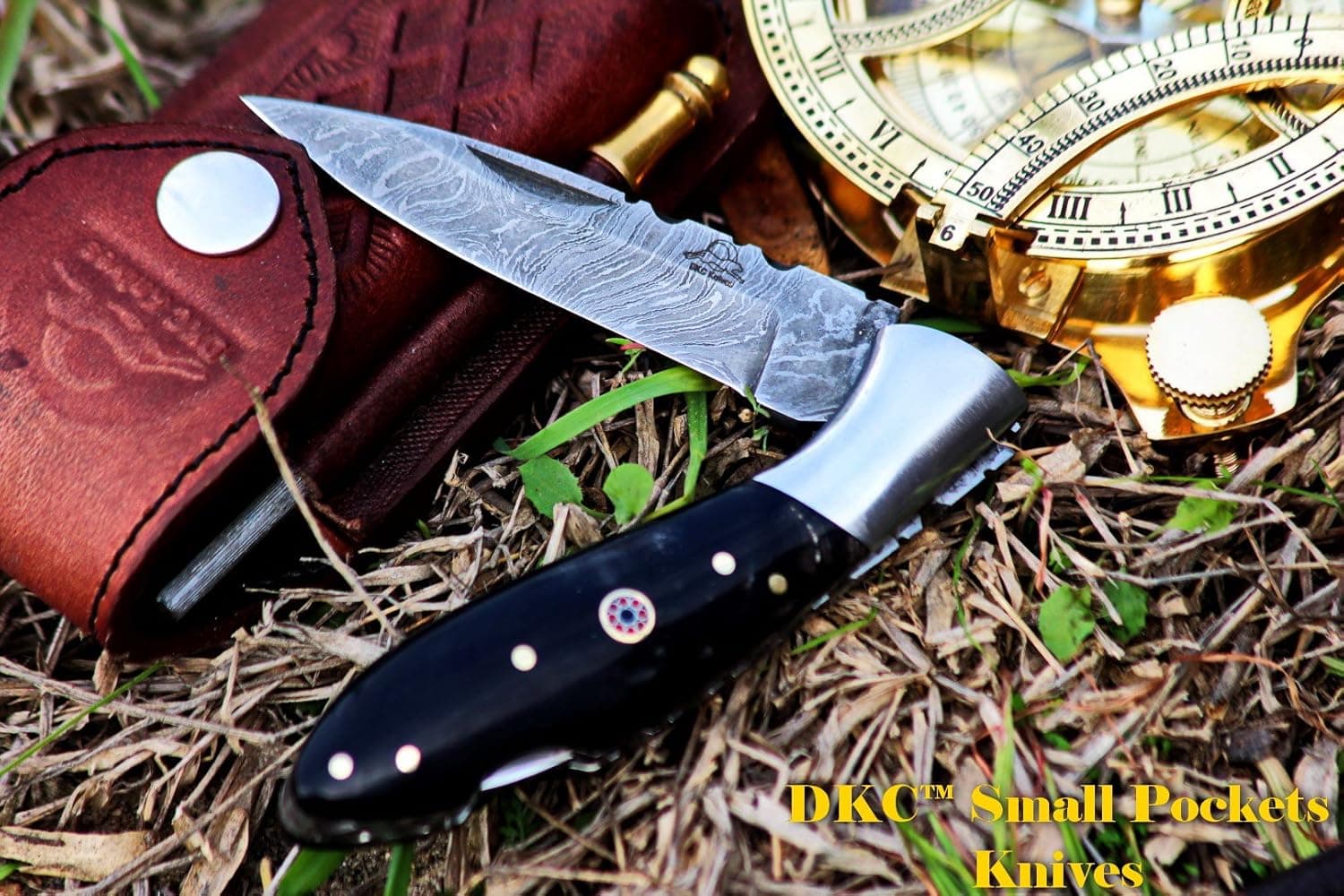 DKC Knives (7 5/18) DKC-58-LJ-BH LITTLE JAY Damascus Folding Pocket Knife Buffalo Horn Handle 4" Folded 7" Long 4.7oz oz High Class Looks Incredible Hand Made LJ-Series