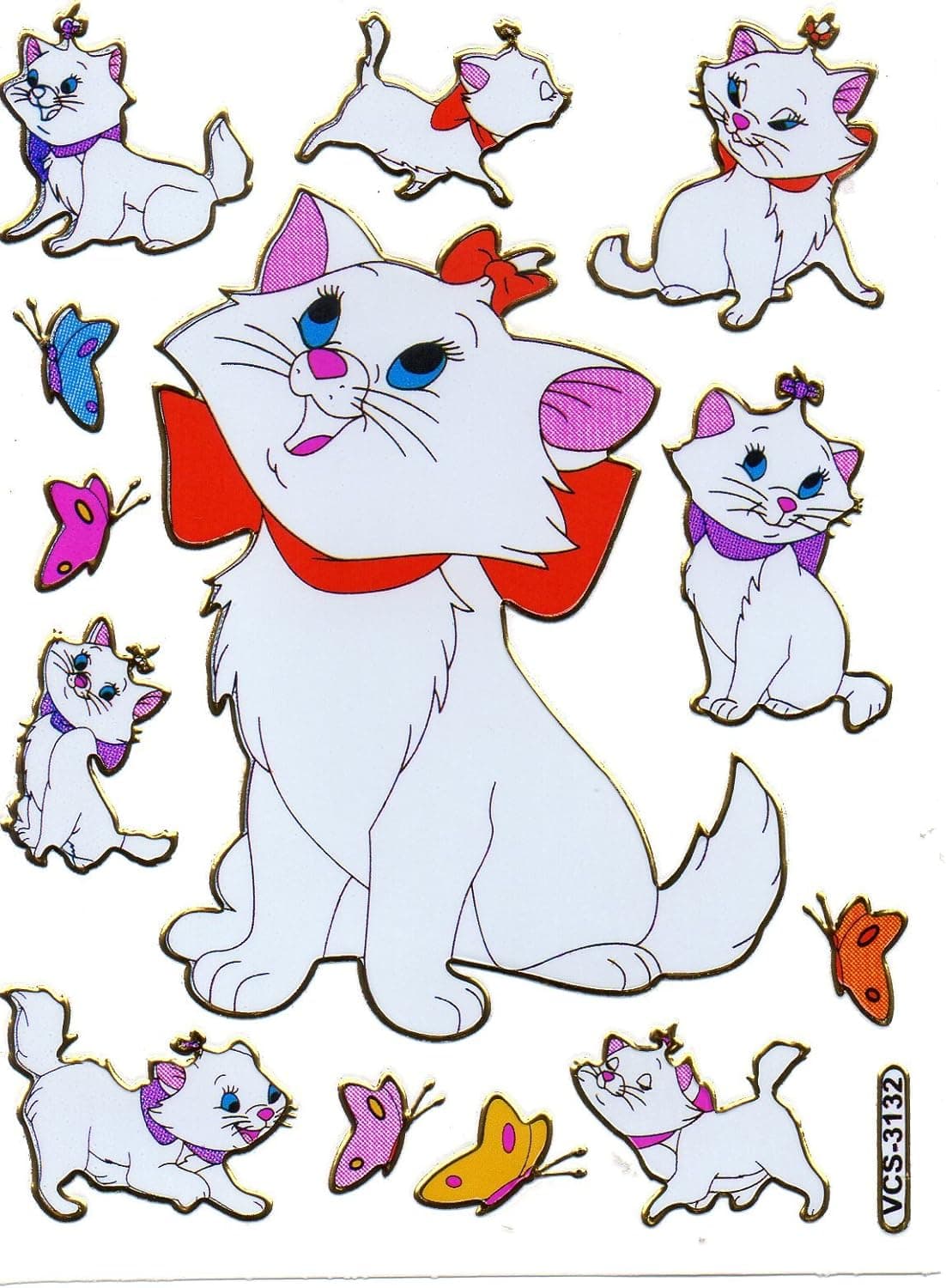 Cat Marie Animal Sticker Decal Metallic Glitter 1 Sheet Dimensions: 13,5 cm x 10 cm