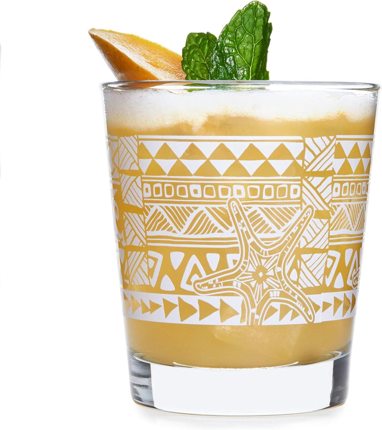Libbey Tiki Kahiko Rocks Glass, White, 13-ounce, Set of 4