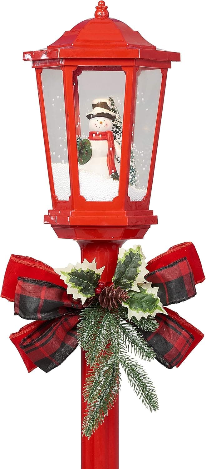 Holiday Time 56 Inch LED Christmas Snowman Snowing Lamp Post