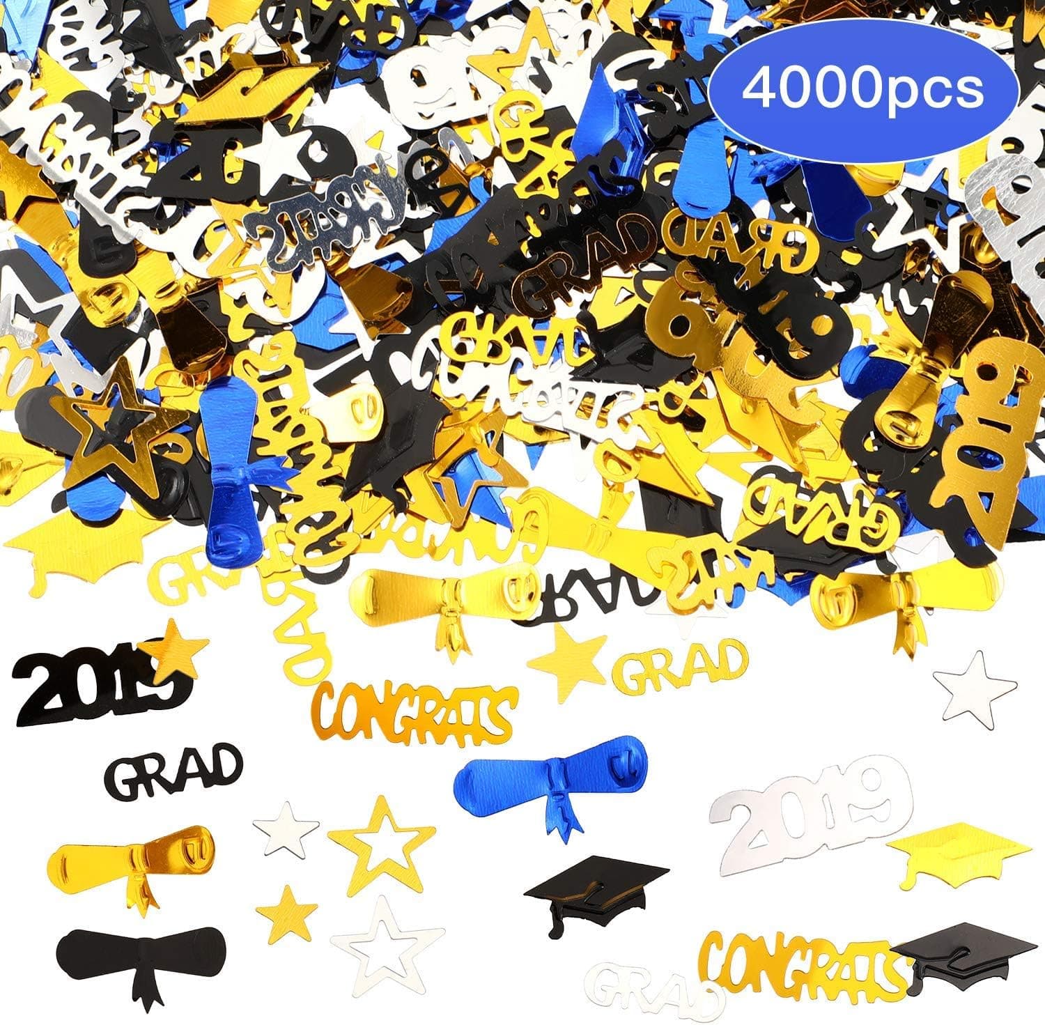 4.3 oz Graduation Confetti Table Confetti 2019 Grad Star Shaped Confetti for Party Supplies, About 4000 Pieces Totally