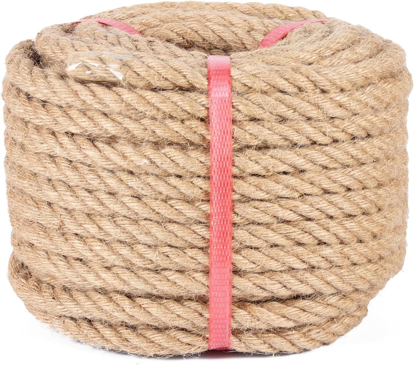 WLYANG Jute Rope 1/2 inch X100 Ft, Hemp Rope 4 Strands Twisted Hemp Rope for Climbing, Hammock, Decoration, Obstacle Course,Tug of War, Durable Cordage (1/2 inch x 100 Feet)