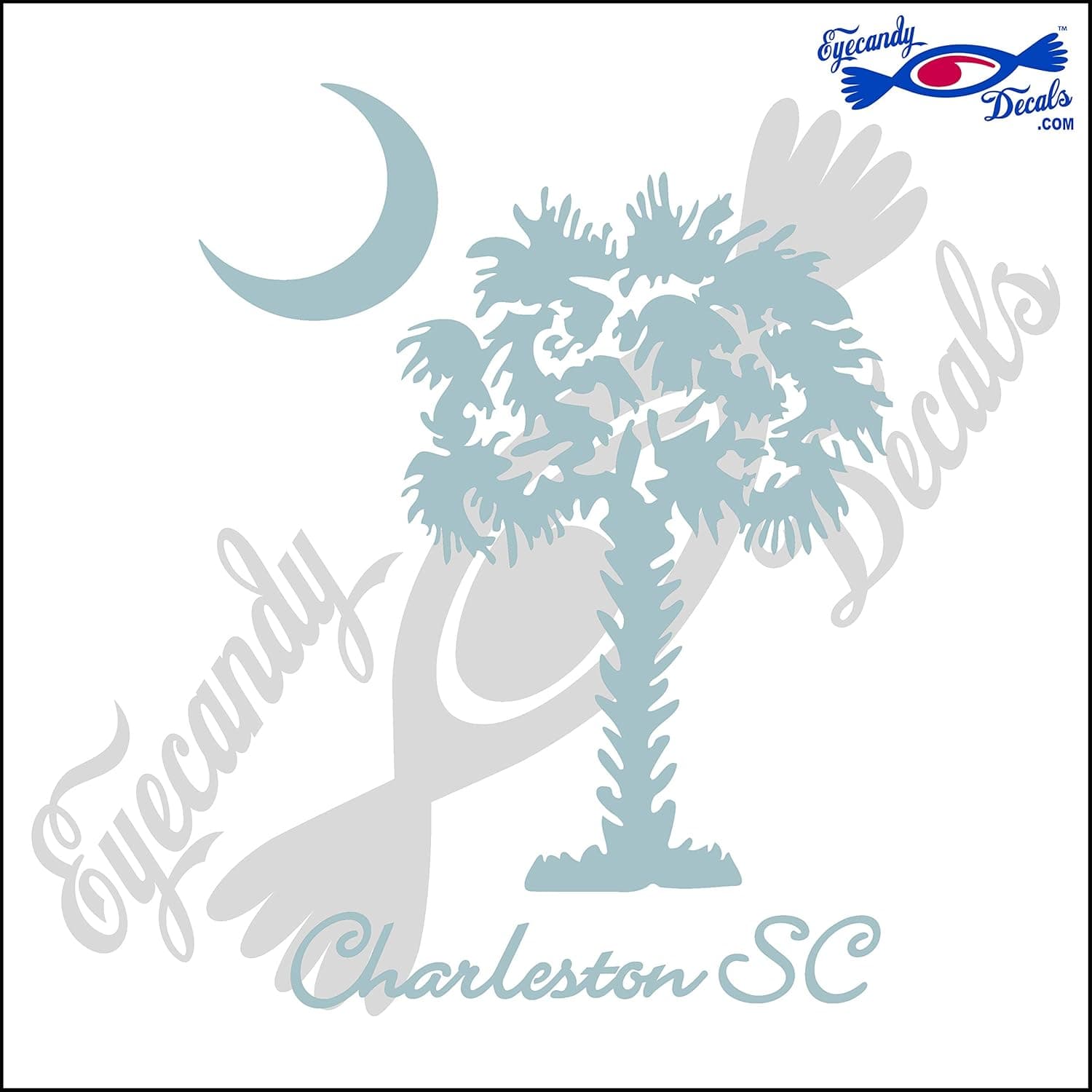 Eyecandy Decals Charleston Under South Carolina Palmetto Moon 6" Decal Sticker Silver