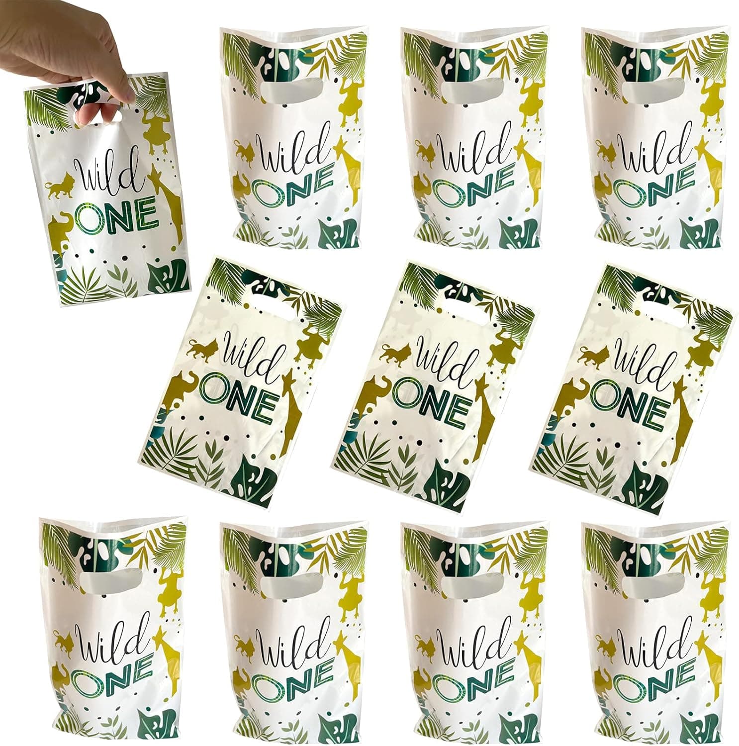 30 Packs Wild One Party Gift Bags, Jungle Safari Party Favors, Wild One Gift Candy Bags Party Decorations for Kids and Jungle Safari Animal Wild One Birthday Party Supplies Gift Bags