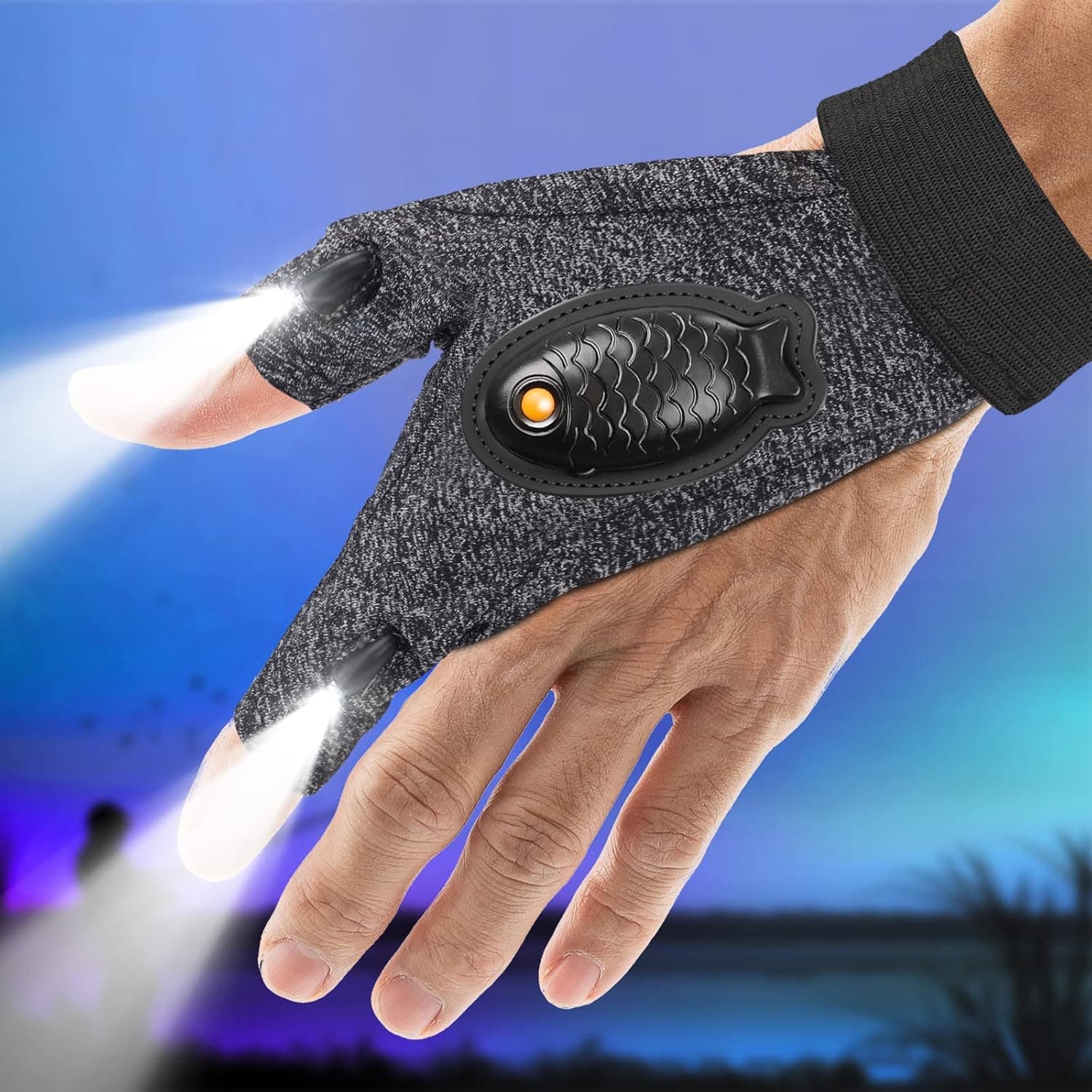 Stocking Stuffers for Men, Rechargeable LED Gloves with Waterproof Lights, Mens Gifts for Christmas, Flashlight Gloves Car Guy Tools for Men Adults Fishing Gifts for Men Women Dad Camping Accessories