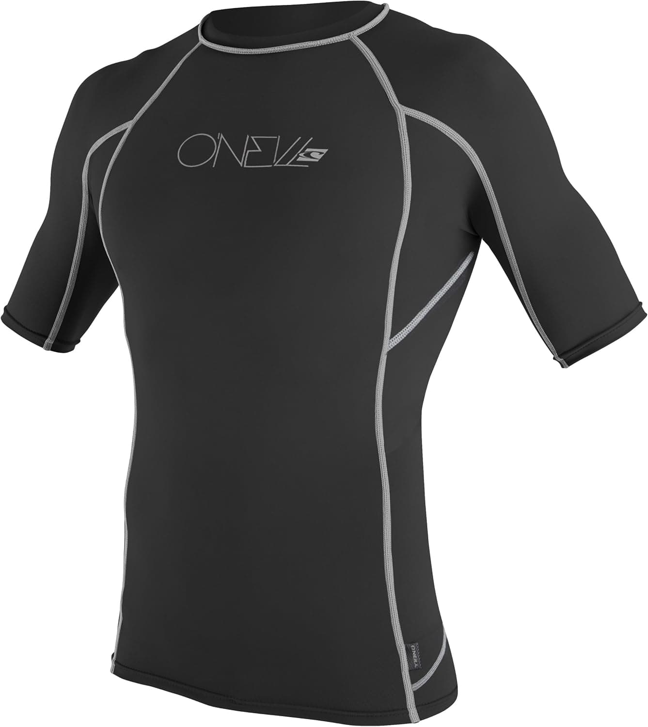 O'Neill Basic Skins Short Sleeve Crew Rash Guard Shirt Black Grey