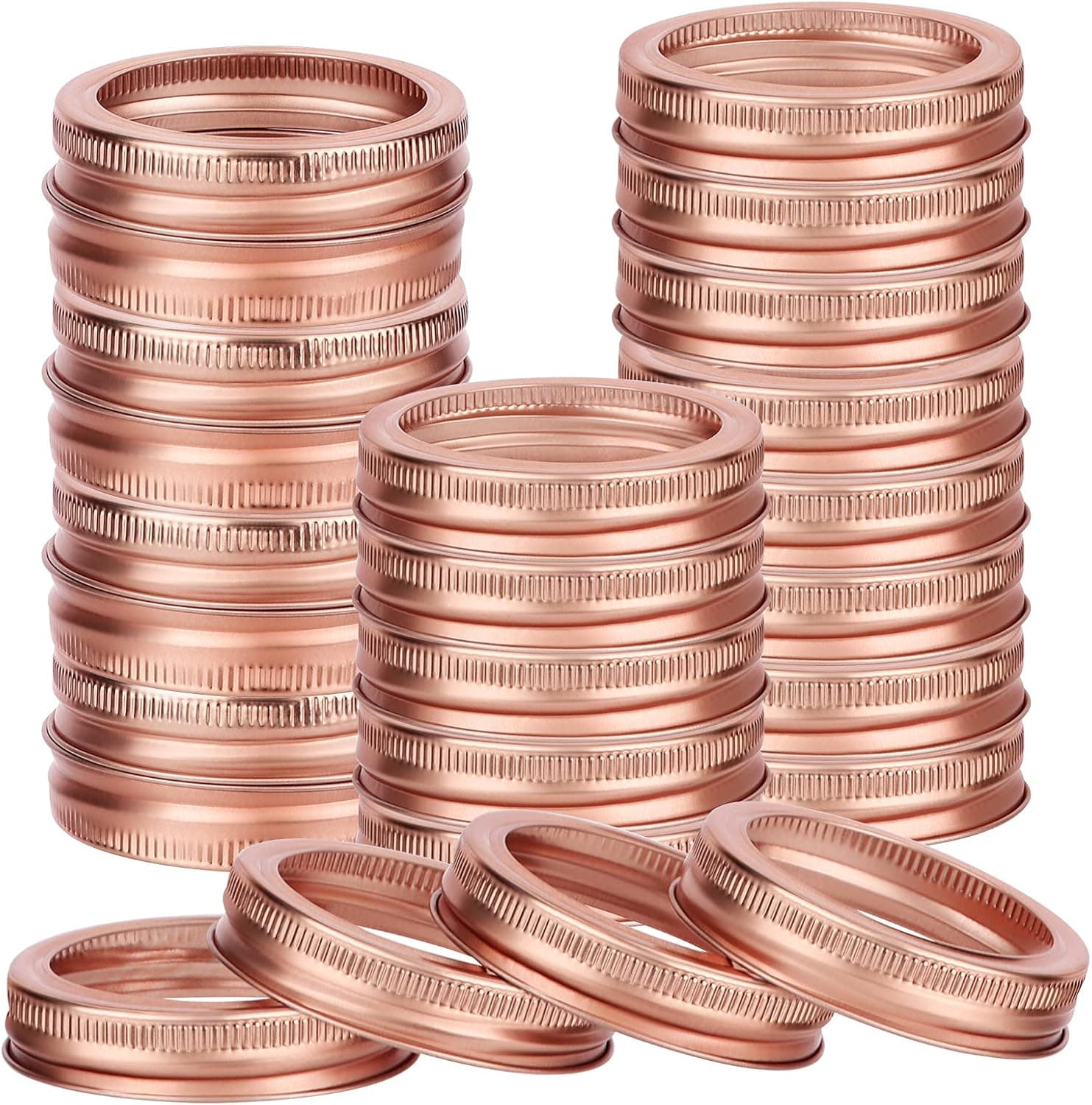 Ruisita 24 Pack Regular Mouth Mason Jar Lids Rings Tinplate Metal Replacement Rings for Canning Jars DIY Mason Jar Lids
