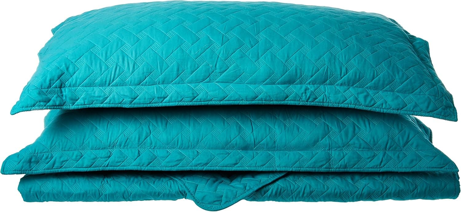 Bedsure Quilt Set Solid Navy Blue King(106"x96") Basketweave Pattern Lightweight Hypoallergenic Microfiber Simone