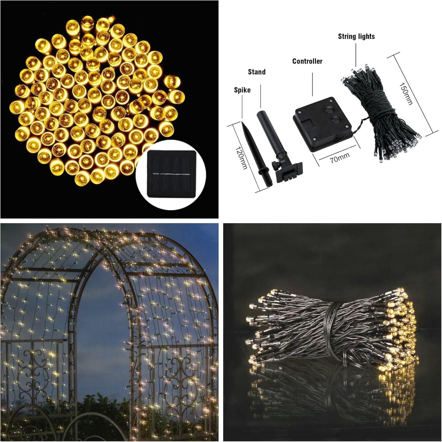 FirstLights Solar String Lights 200 LED Warm White - Starry - Fairy - Party - Outdoor - Decorating. Bonus E-Book - Weatherproof - No Batteries Required. Brighten Your Patio Now!
