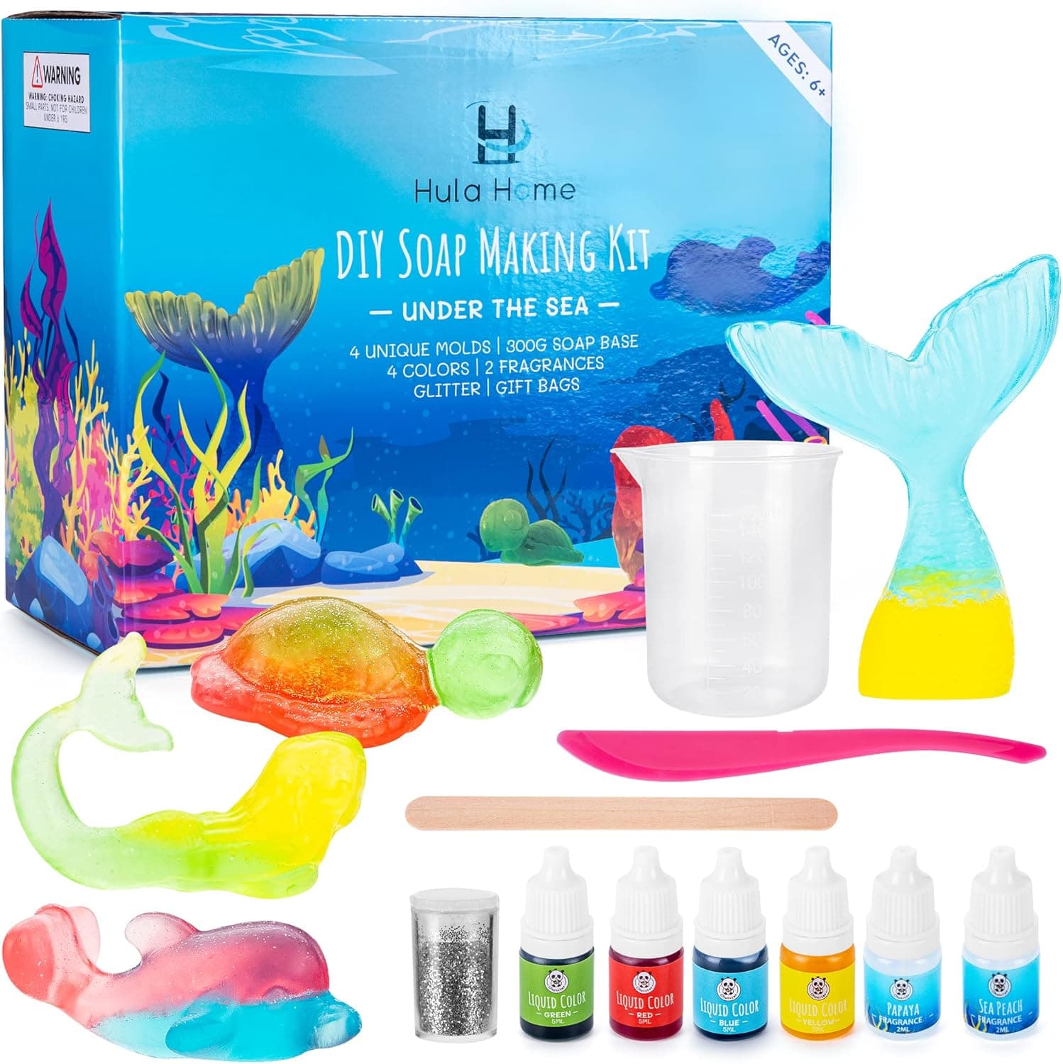 Hula Home Soap Making Kit - Under The Sea, Mermaids | Make Your Own Mermaid Lab | Educational Craft for Kids Toys | DIY Kits | Project Science Experiments Activity Gift for Girls & Boys 6-12-Year-Old