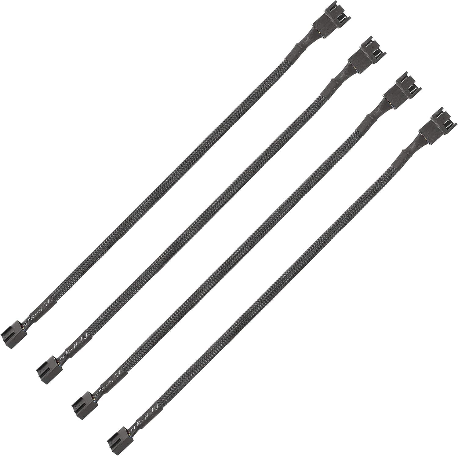 BUYMINERS.CA PWM Fan Extension Cable - 10.5 inch PC Fan Extension Cable, Durable, Black Braided Nylon Case Fan Extension Cable (4 Pack)
