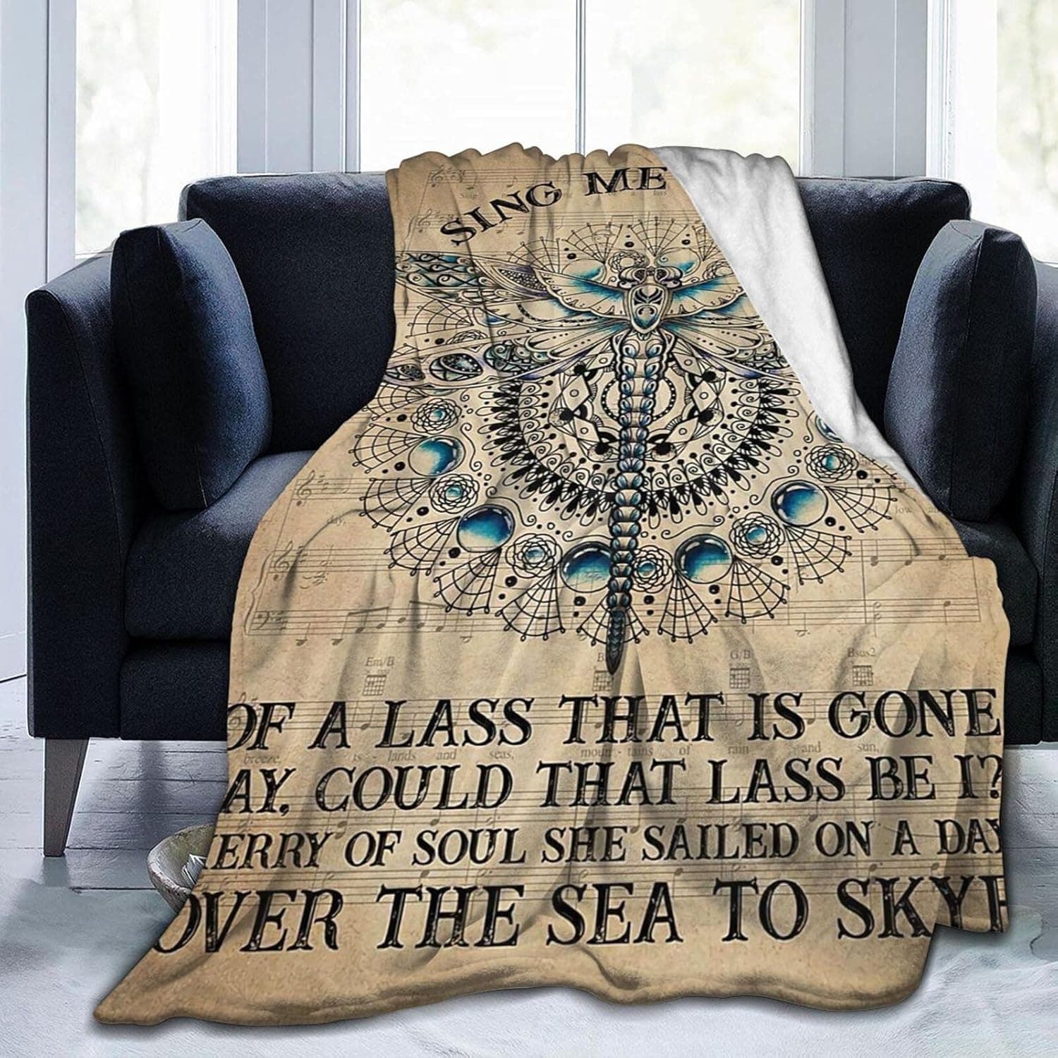 Outlander Dragonfly Sing Me a Song Blanket Throw Blankets Ultra Soft Flannel Lightweight Throws for Couch, Bed, Plush Fuzzy Flannel Microfiber Warm Thermal Blanket All Seasons Use 50"x40"