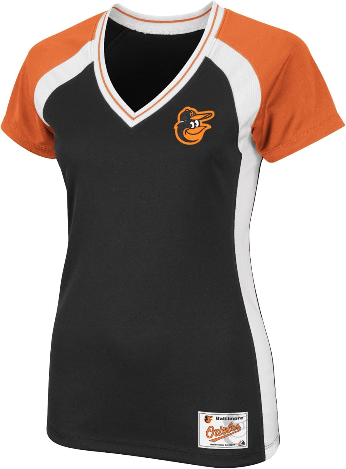 MLB Baltimore Orioles Opal Short Sleeve Raglan Deep V-Neck Synthetic Tee Women's