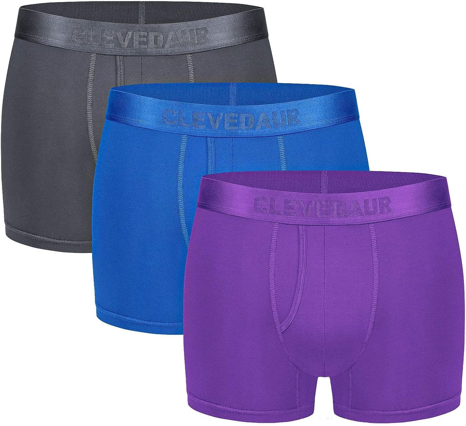 CLEVEDAUR Men's Underwear 3 Pack Micro Modal Trunks Underwear for Men