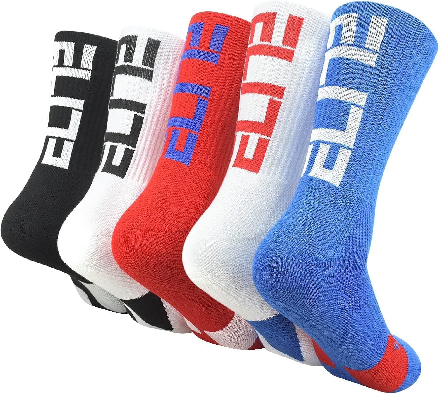 Podinor Elite Basketball Crew Socks for Men and Women, Cushion Performance Athletic Basketball Socks
