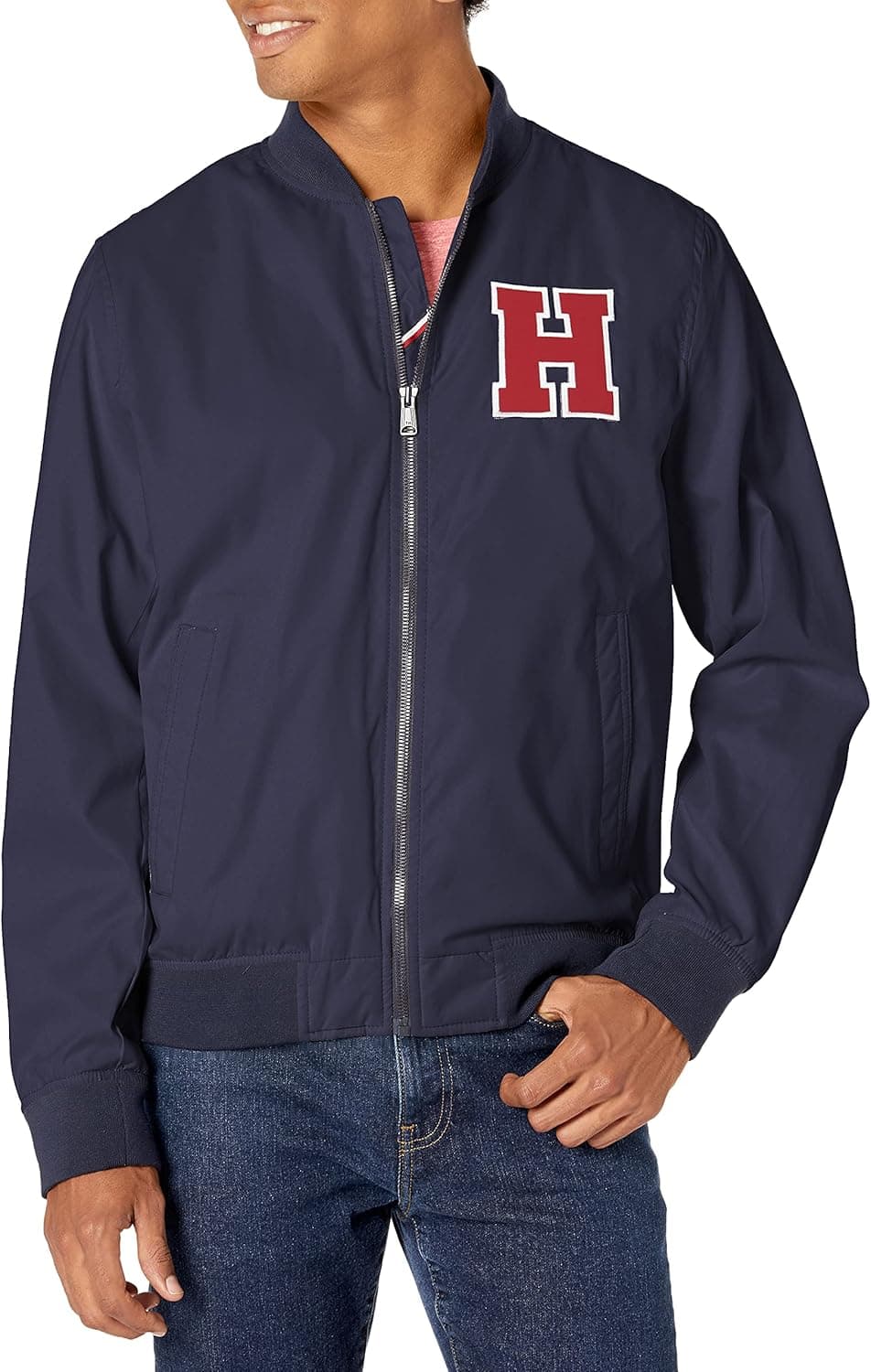 Tommy Hilfiger Men's Microtwill Retro Varsity H Bomber Jacket