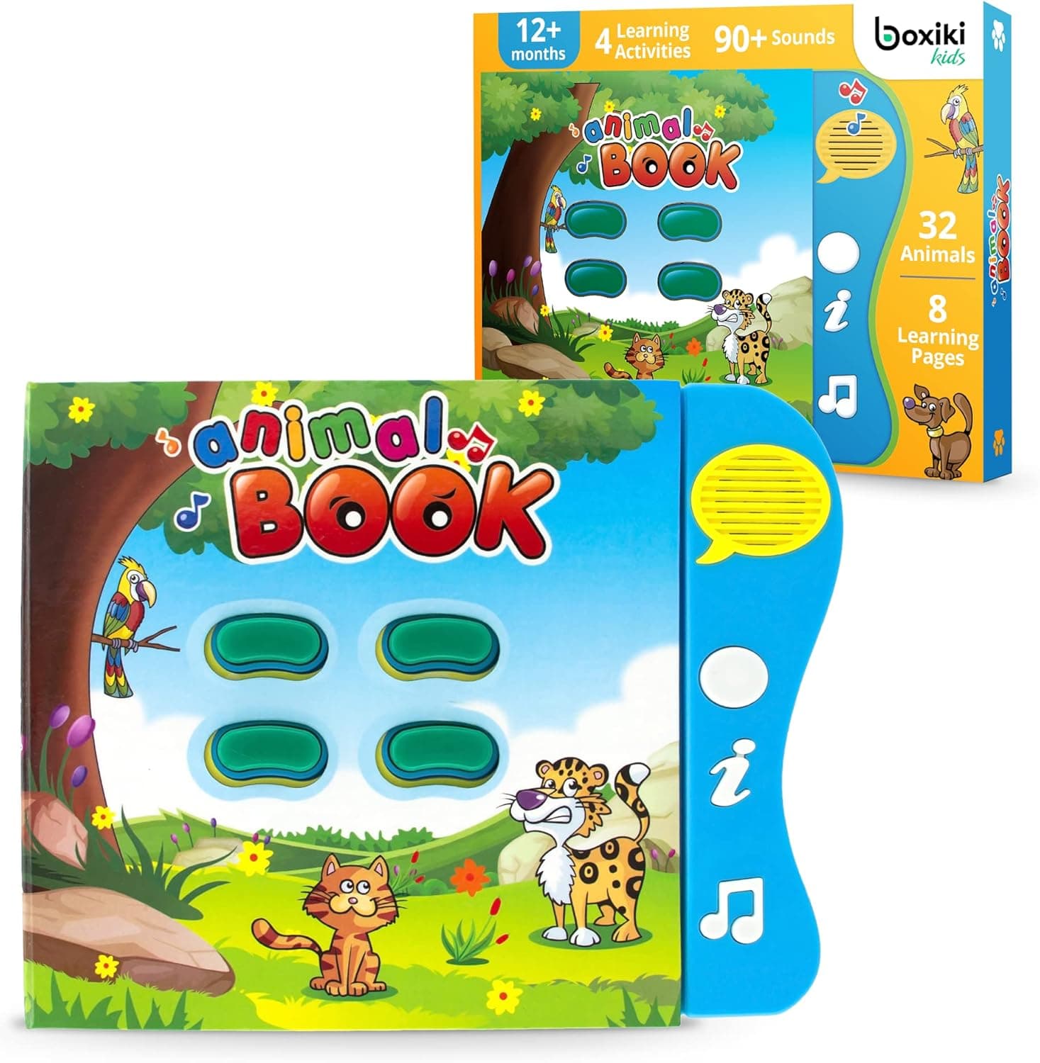 Boxiki kids Animal Sound Book for 1 Year Olds & Up - Toddlers Learning Toys with Animal Sounds and Games. Preschool Learning Toys & Interactive Books for Baby with Melodies & Light Up Buttons