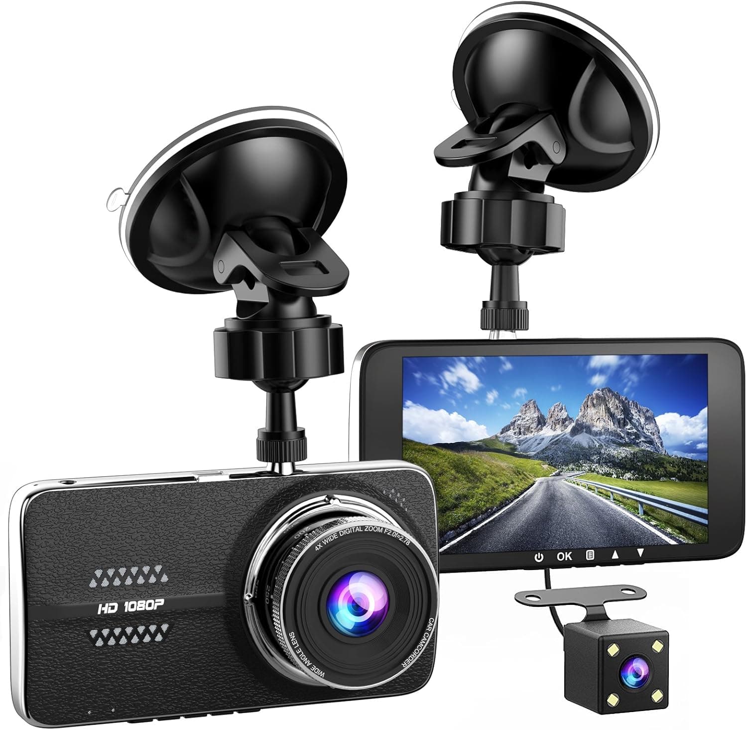 Dash Cam 1080P Car Driving Recorder 4" LCD Screen 170°Wide Angle, G-Sensor, Parking Monitor, Loop Recording, Motion Detection