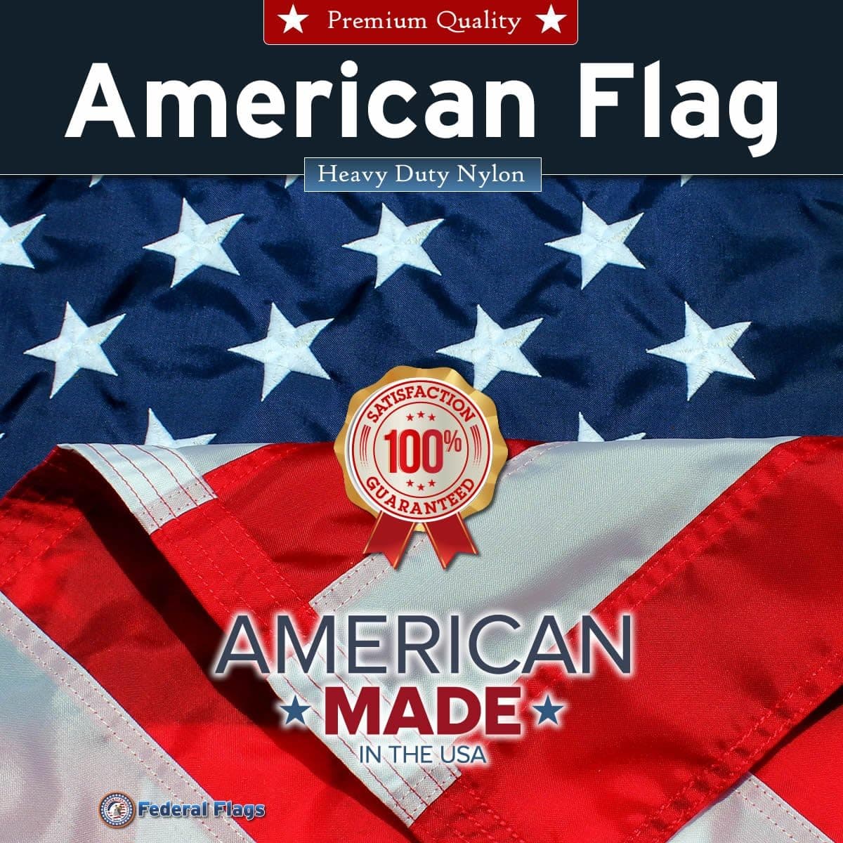 Federal Flags 5-Star Rated American Flag/US Flag - 3x5ft Fully Sewn Stripes, Embroidered Stars - Outdoor Nylon - Made in The USA by Master Flagmakers