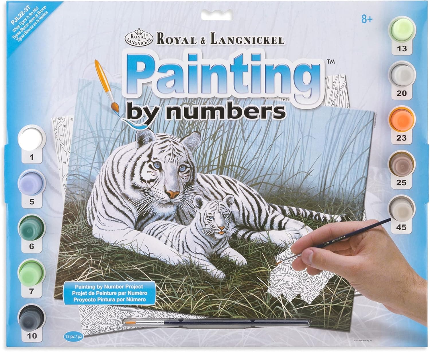 Royal & Langnickel Painting by Numbers Junior Large Art Activity Kit, White Tigers in The Mist