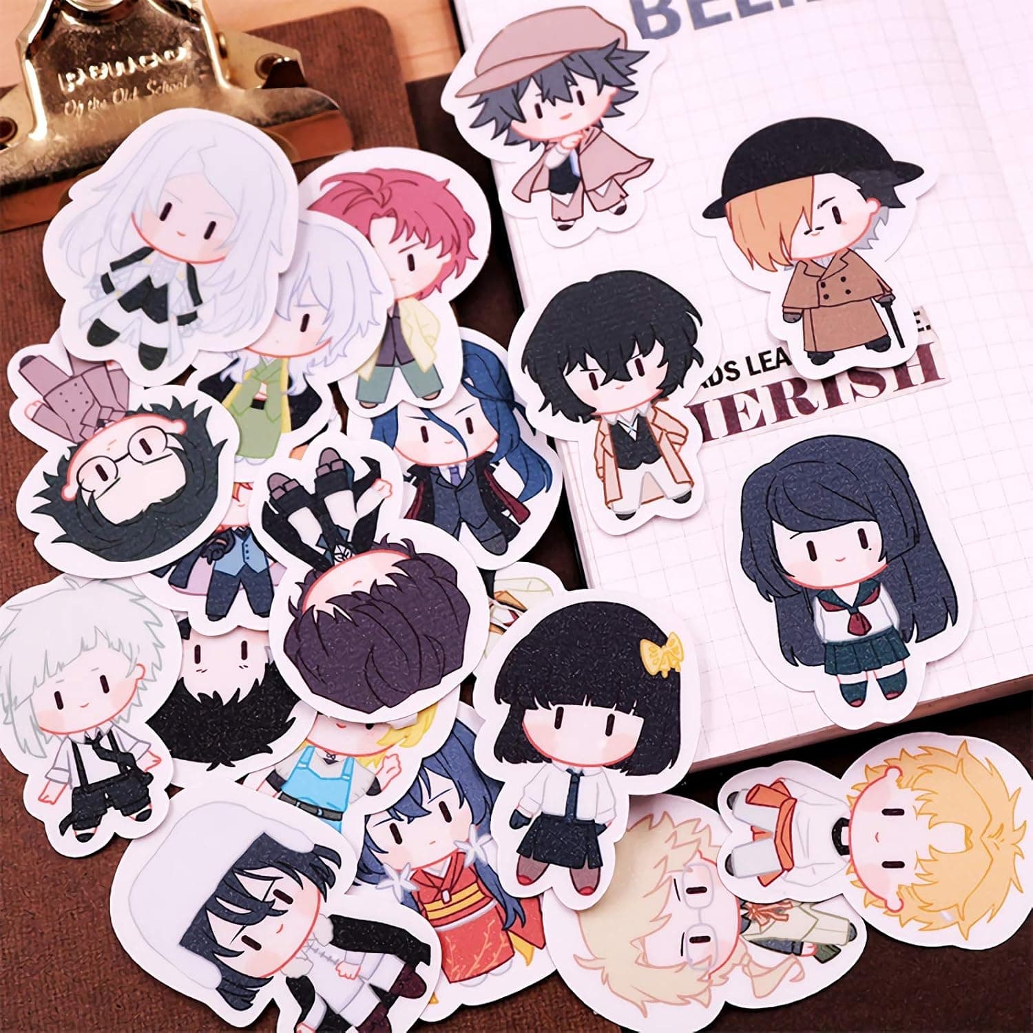 YJacuing Anime Bungo Stray Dogs Cute Chibi Reusable Vinyl Stickers (20 PCS)