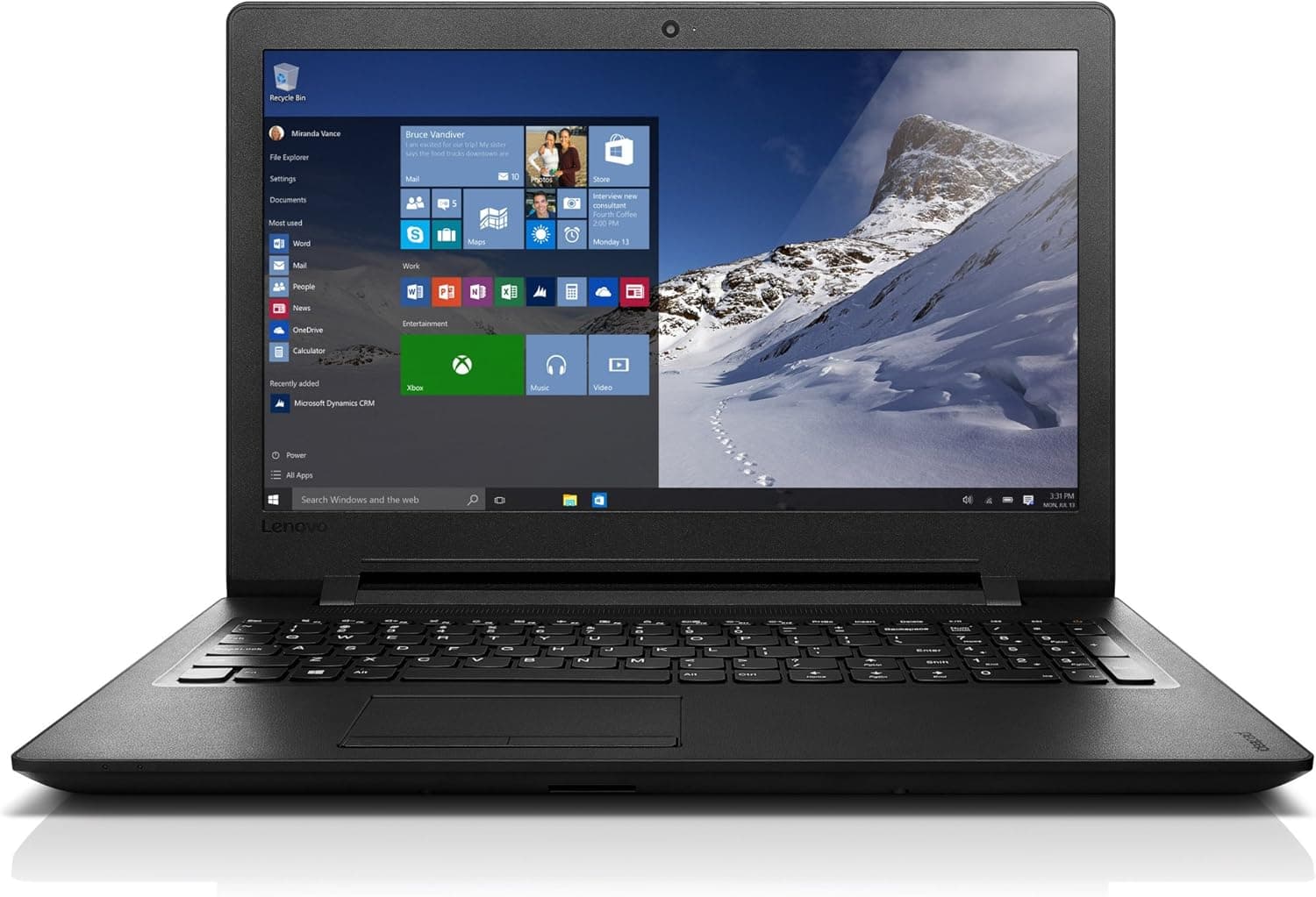 Lenovo 15.6 inch HD Laptop, Quad-Core AMD A6-7310 2GHz, 4GB RAM, 500GB HDD, AMD Radeon R4 Grapgics, Wifi, DVD+/-RW, HDMI, Webcam, Windows 10- Black - Discontinued by Manufacturer