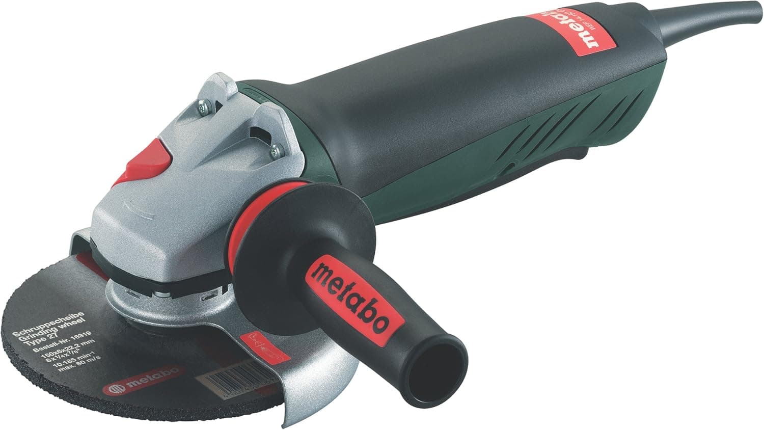 Metabo WEP14-150 Quick 9,000 RPM 12.2 AMP with Deadman 6-Inch Non-Locking Paddle Switch Angle Grinder