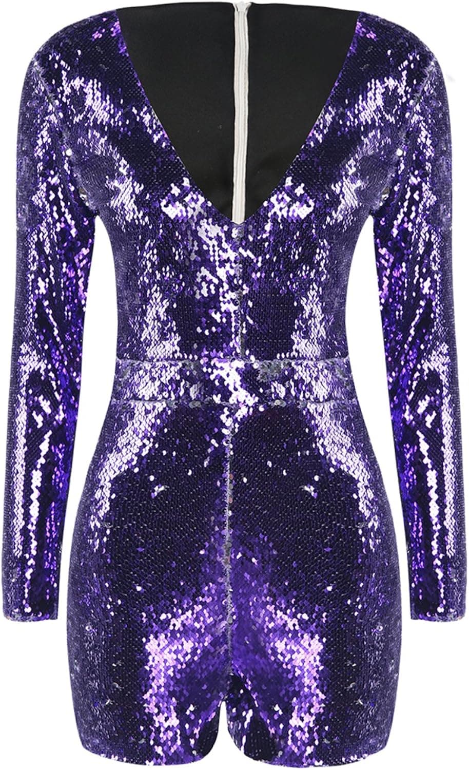 ASMAX HaoDuoYi Womens Mardi Gras's Sparkly Sequin V Neck Party Clubwear Romper Jumpsuit