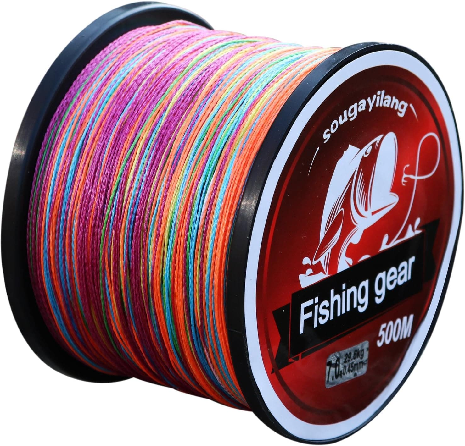 Sougayilang Braided Fishing Line 500m/547Yards 4 Strands 12lb-72lb Multiple Colour (Multicolor)