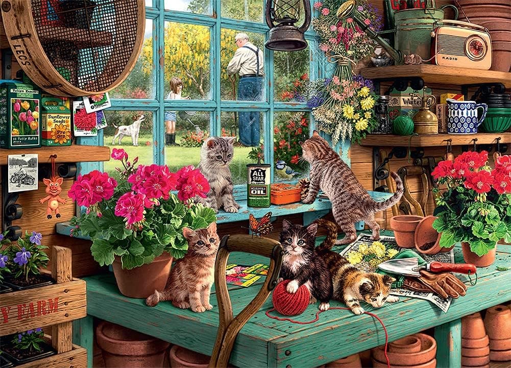 1000 Pieces Puzzle for Adults - Windowsill Cat - Decompression Intellectual Development Puzzle Game(Cat Puzzle,27''*19'',Large)