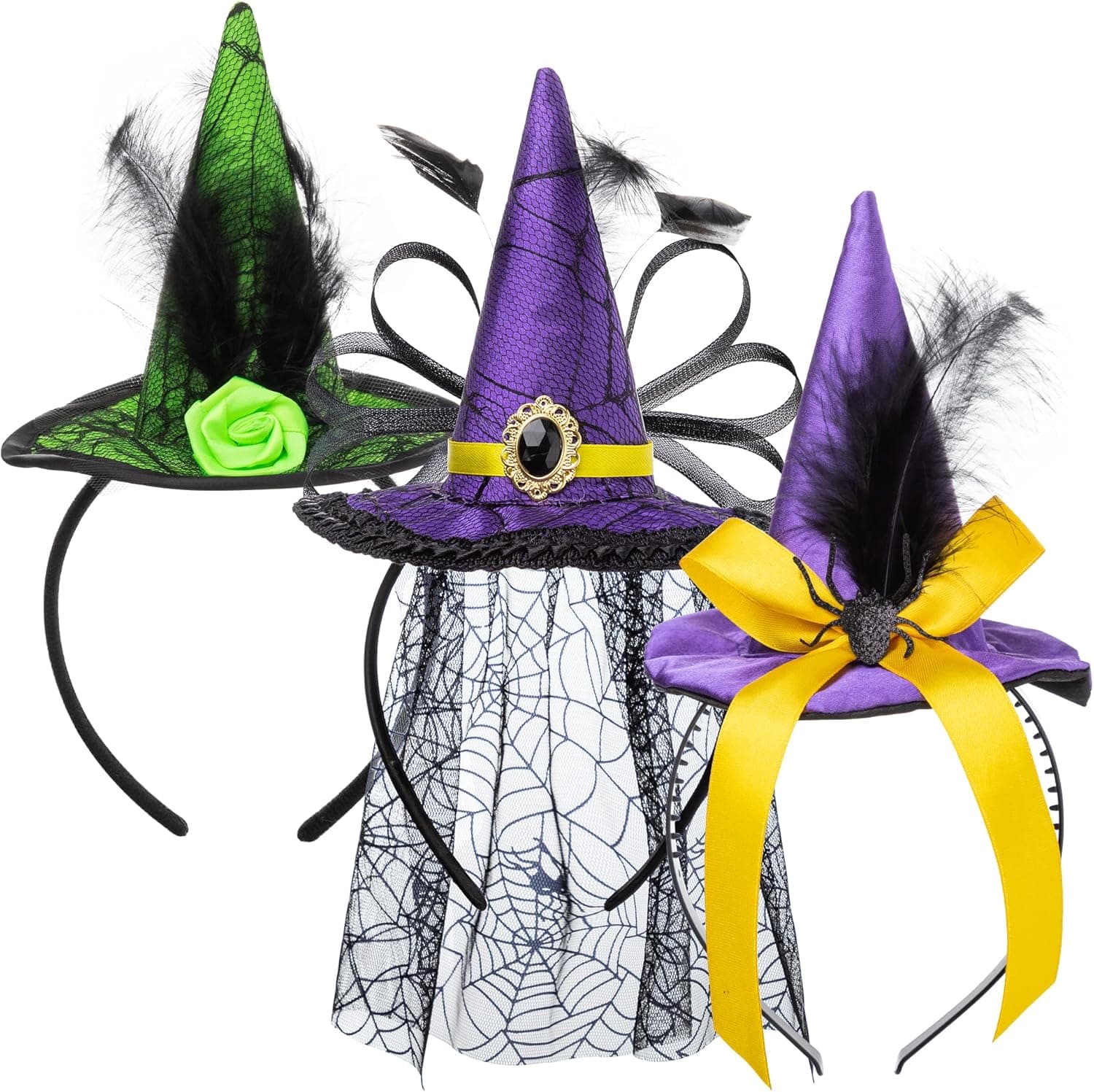 JOYIN 3 Pack Halloween Witch Hat Headband Halloween Witch Headband Halloween Headbands For Kids Girls Women Halloween Costume Dress up Party Favors, Halloween Cosplay Party Hair Accessories
