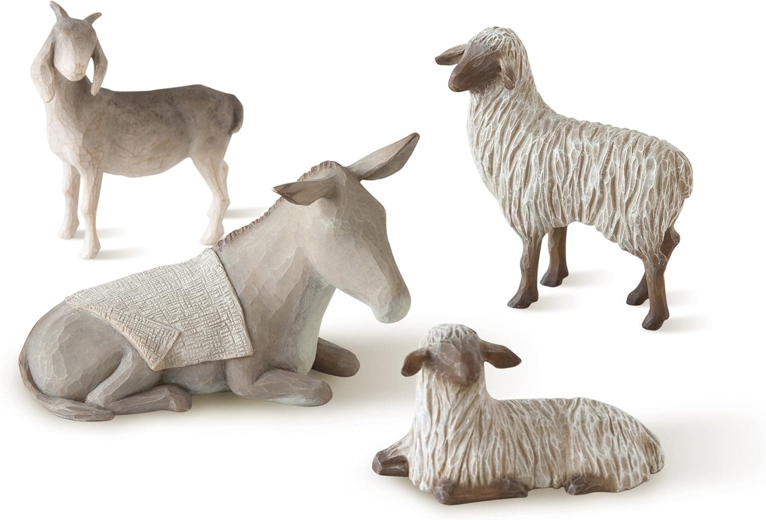 Willow Tree hand-painted sculpted figures Sheltering Animals for The Holy Family, 4-piece set