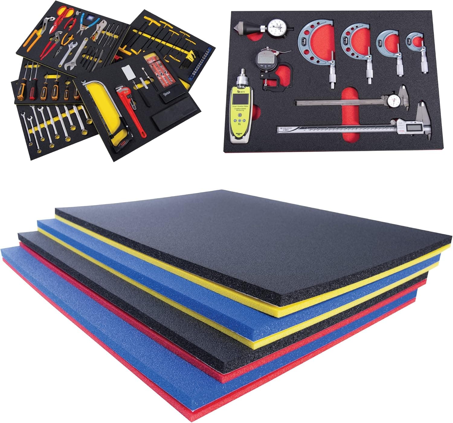 5S TOOL BOX SHADOW FOAM ORGANIZERS (2 COLOR) CUSTOM SIZE (27" x 36", Black Top/Yellow Bottom)