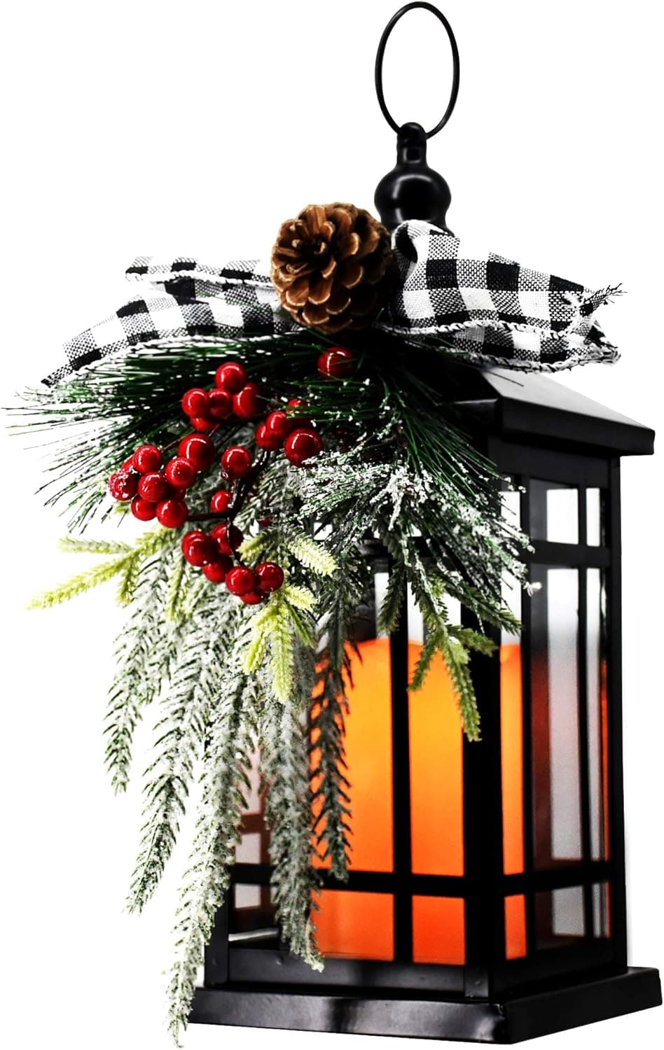 Antiqued Vintage Lantern, Waterproof LED Flickering Flameless Candle Mission Lights Outdoor Hanging Lantern Battery Operated for Table,Outdoor,Party(White)