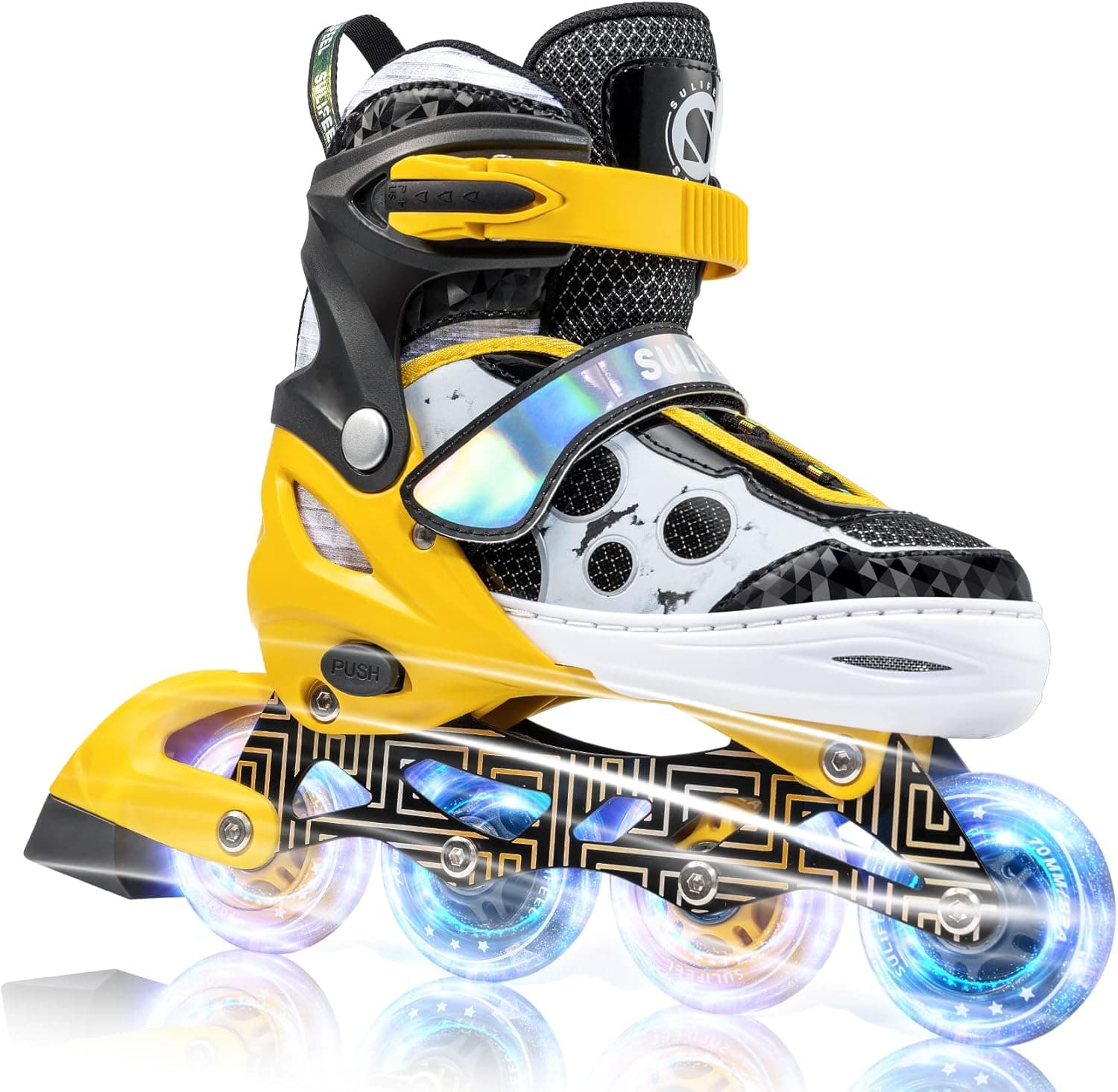 SULIFEEL Star Universe Inline Skates for Boys and Girls, Kids 4 Size Adjustable Roller Blades with Light up Wheels, Beginner Little Kids Indoor & Outdoor Rollerblades Youth