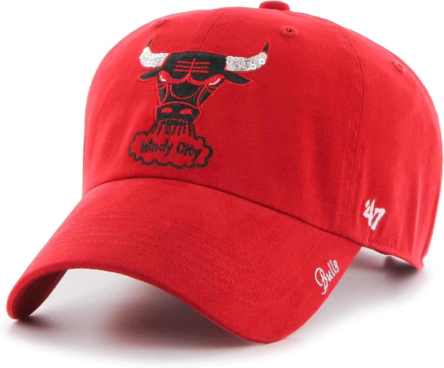 NBA Chicago Bulls Women's Sparkle Clean Up Adjustable Hat, Red
