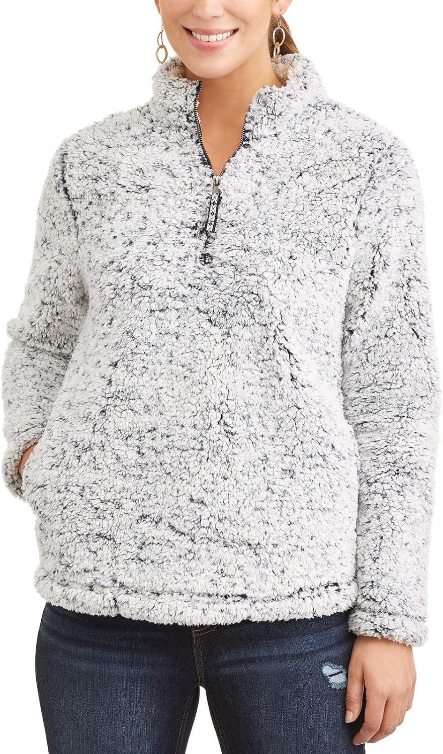 Time and True Womens Quarter Zip Jacket (XL, Blue Cove)