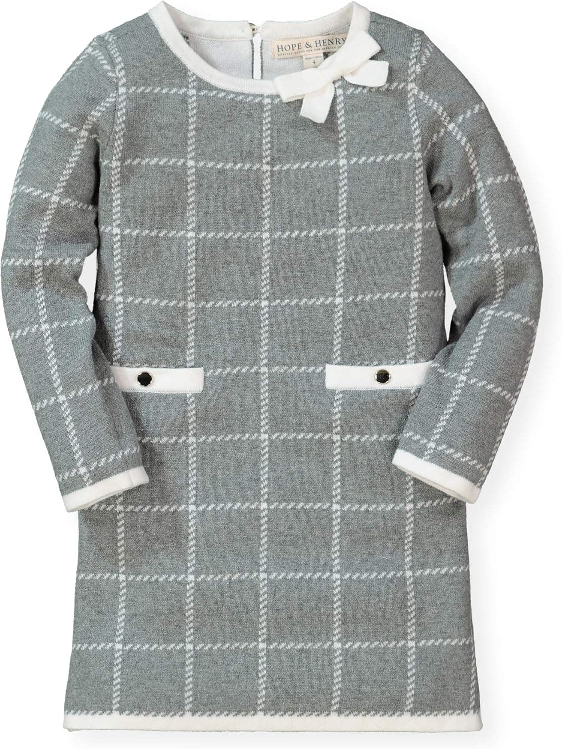 Hope & Henry Girls' Bow Detail Sweater Dress