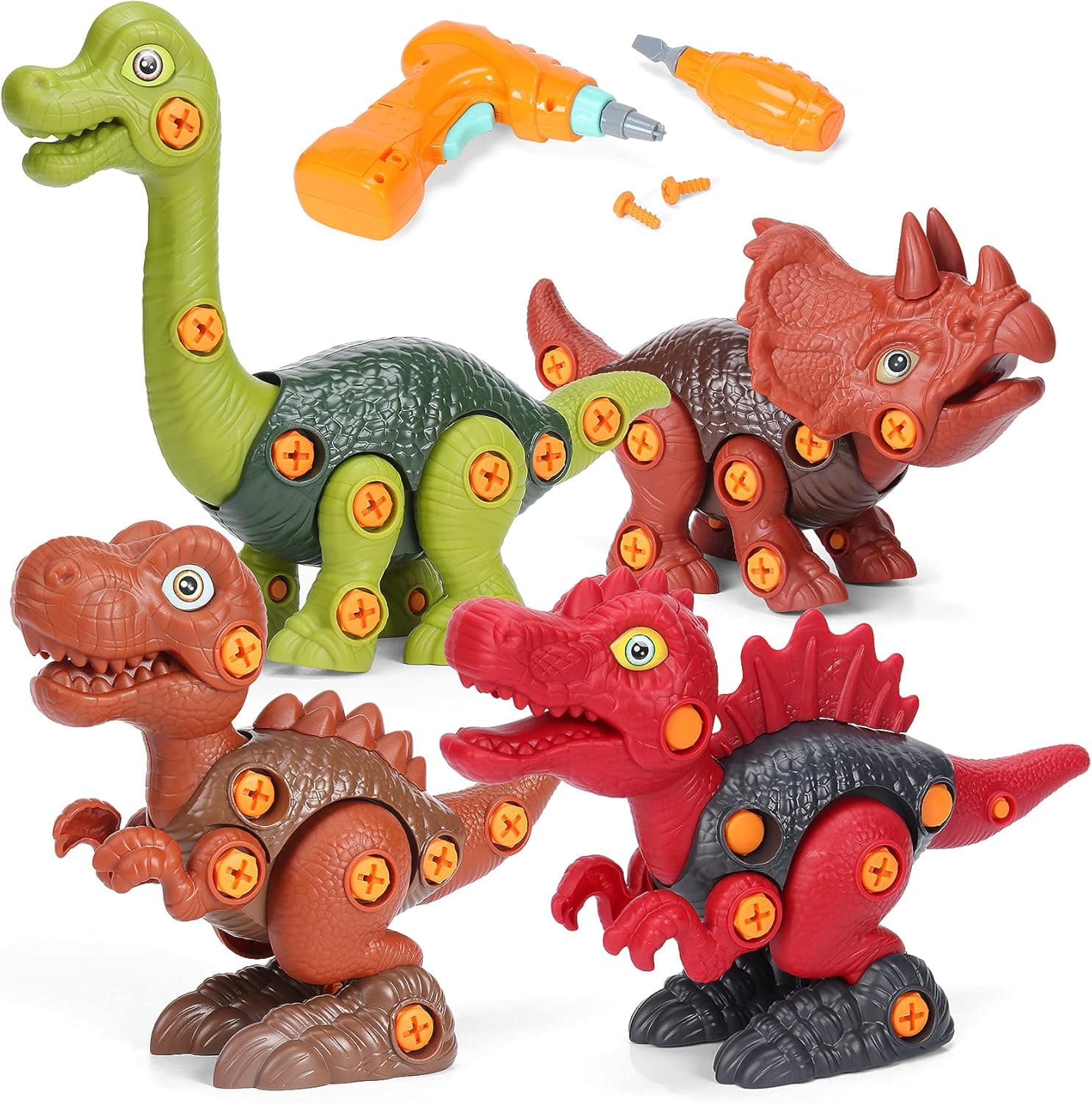 Dinosaur Toys for 3 4 5 6 7 Year Old Boys: Take Apart Dinosaur Toys for Kids 3-5| STEM Learning Educational Building construction Toys with Electric Drill| Easter Toys for Easter Basket Stuffer
