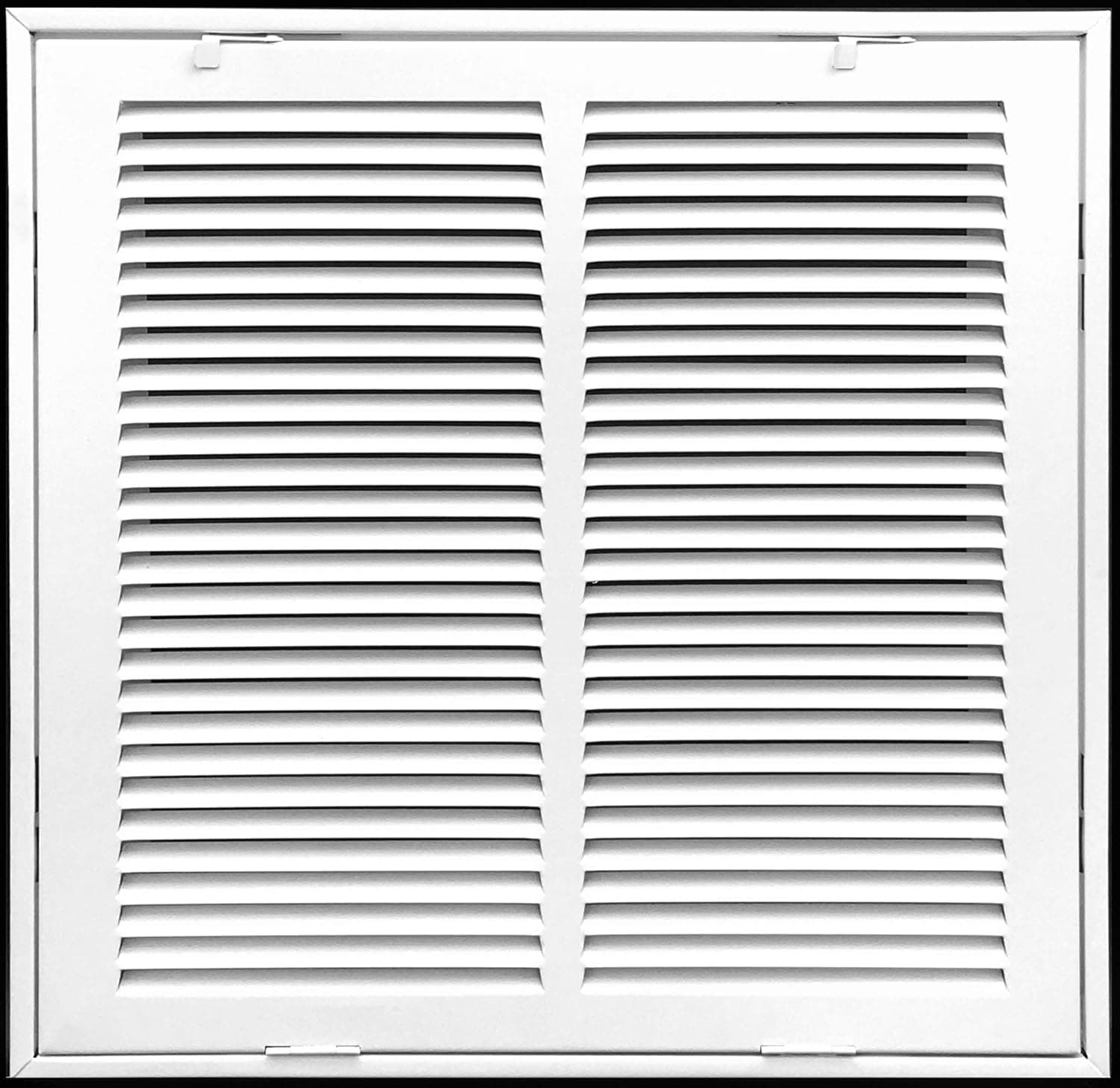 14" X 14" Steel Return Air Filter Grille for 1" Filter - Fixed Hinged - Ceiling Recommended - HVAC DUCT COVER - Flat" Stamped Face - White [Outer Dimensions: 16.5 X 15.75]