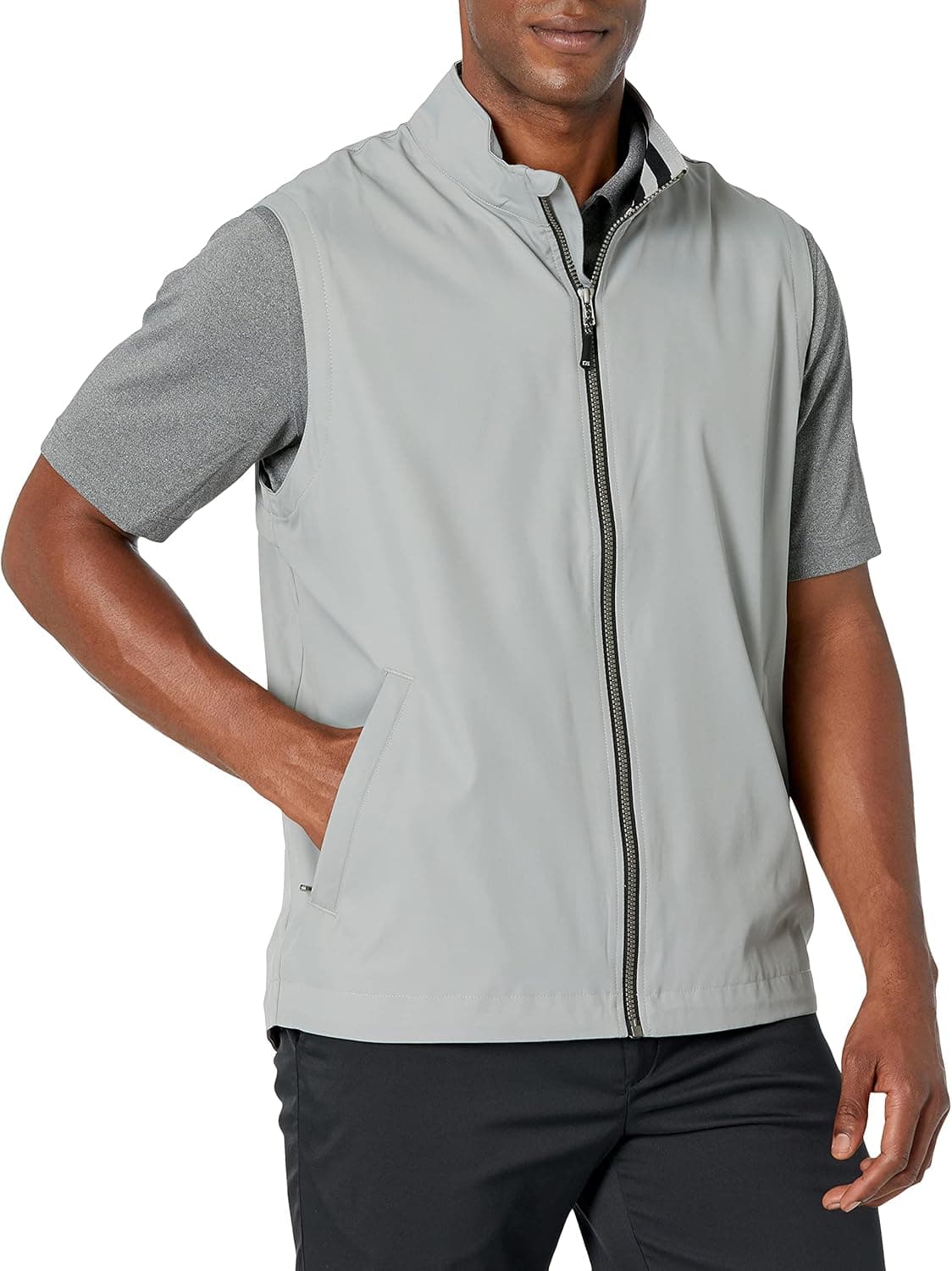 Cutter & Buck Men's Drytec Water Resistant Nine Iron Full Zip Vest with Pockets