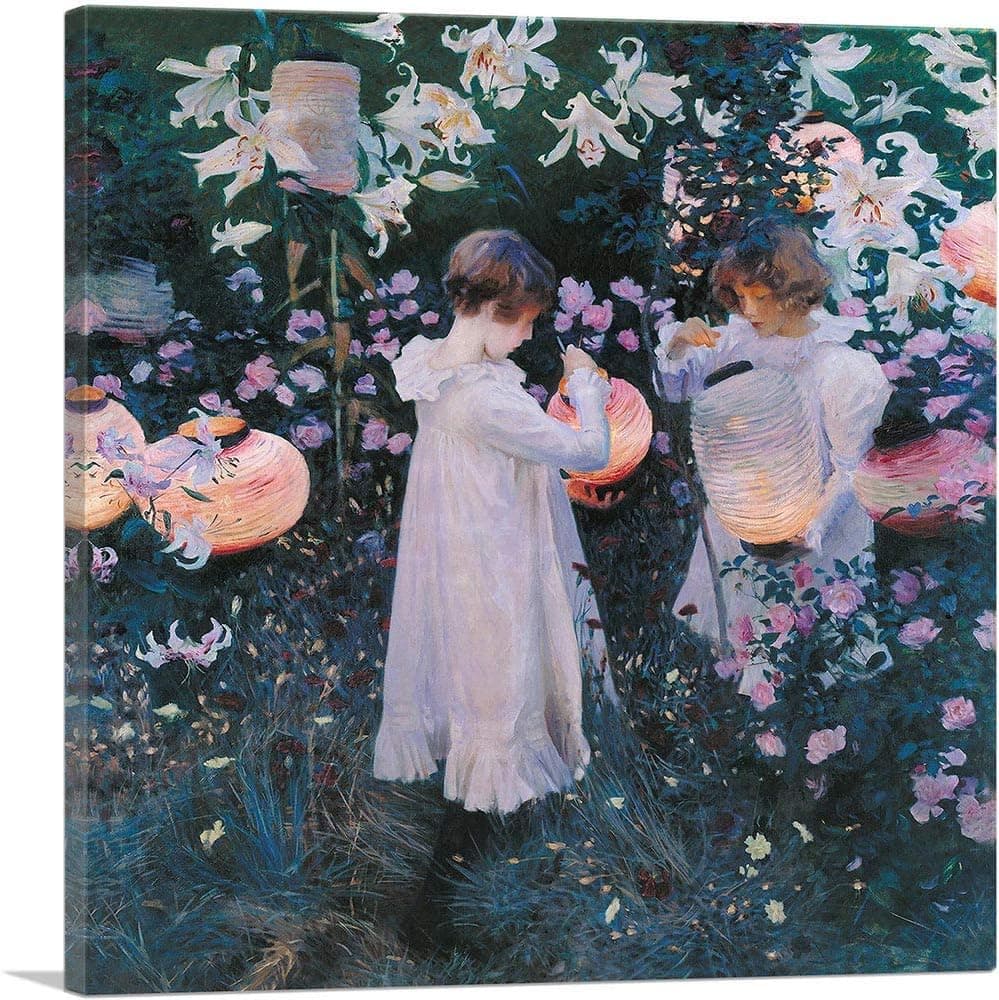 ARTCANVAS Carnation Lily Lily Rose Canvas Art Print by John Singer Sargent - 26" x 26" (1.50" Deep)