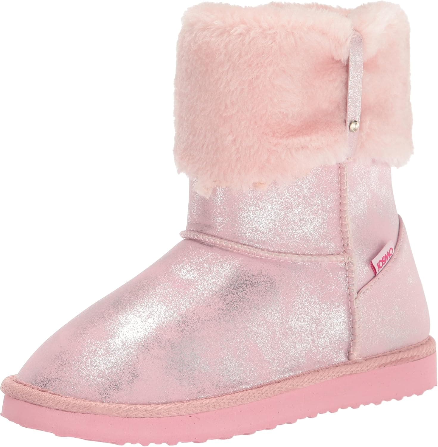 JOSMO Unisex-Child Girls Winter Snow Warm Plush Outdoor Non-Slip Faux-Fure Soft Comfort Boots