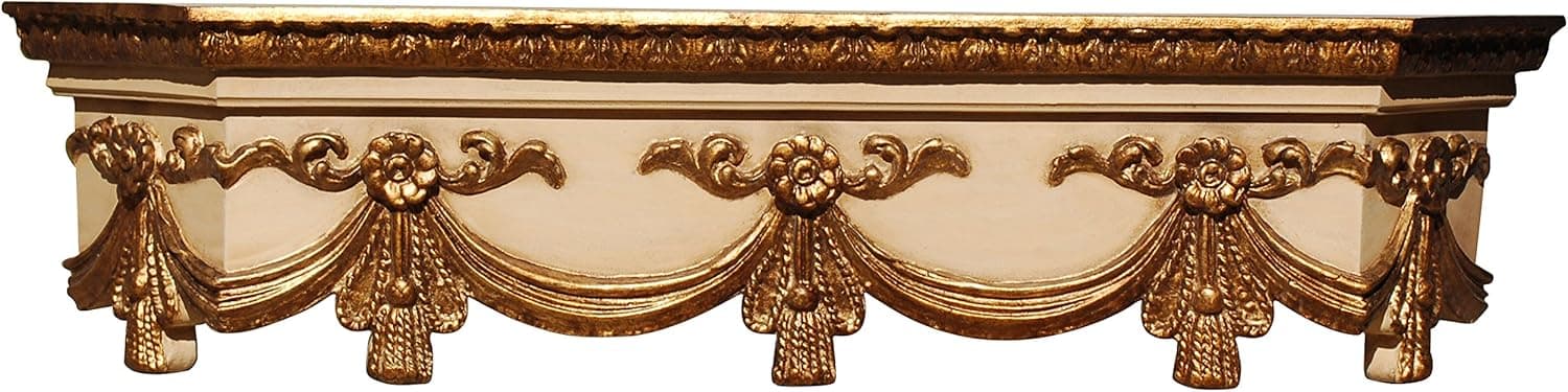 Hickory Manor House Swag Bedcrown, Large, Ivory Gold