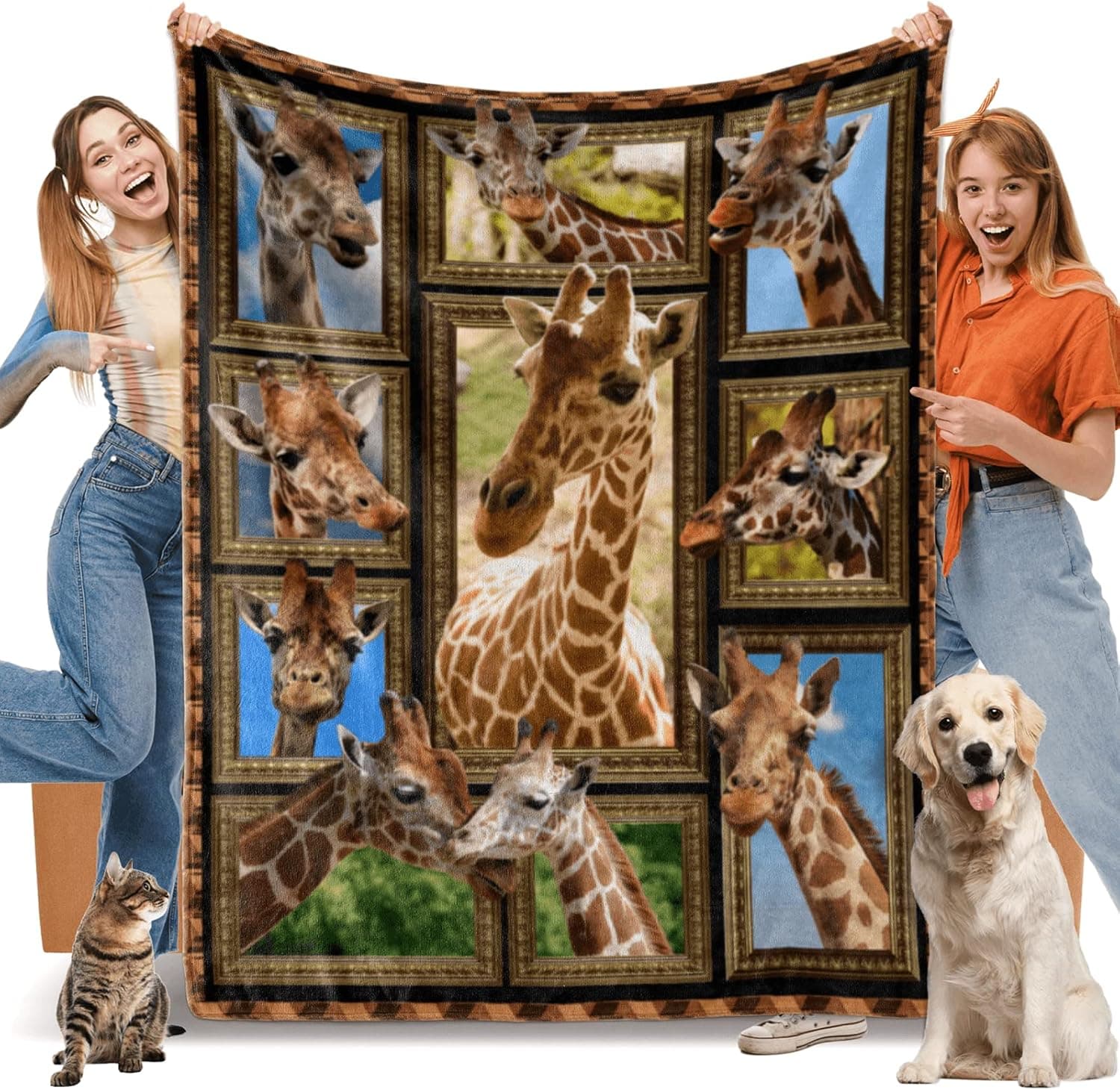 Giraffe Blanket, Fleece Throw Blanket for Couch Bed, Soft Cozy Lightweight Warm Flannel Blankets and Throws for Sofa Living Room Decor, 50" x 60" Throw Size