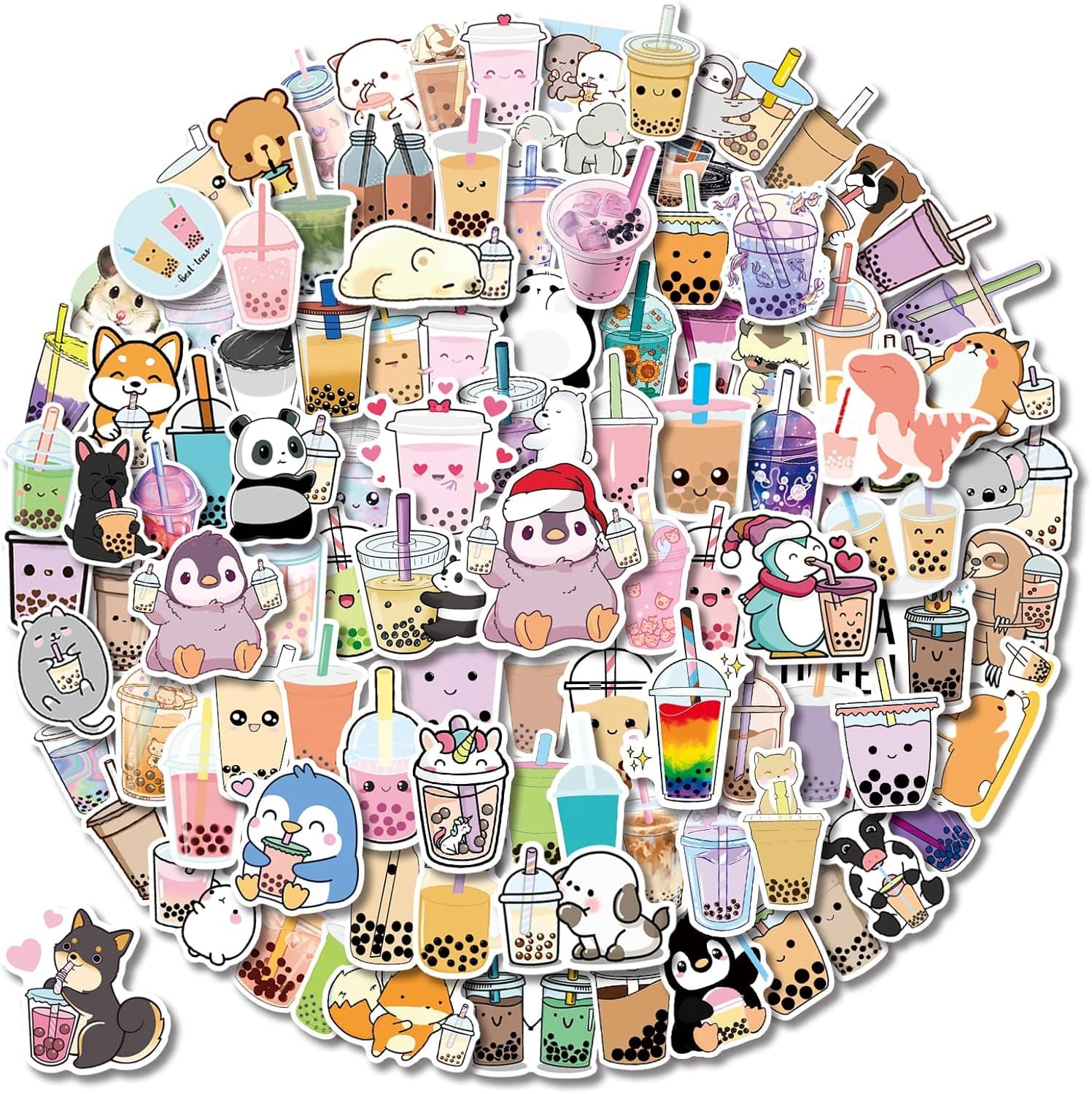 Boba Stickers 105PCS Kawaii Bubble Tea Stickers,Drink Stickers, Vinyl Cute Tea Stickers Gifts,Asthetic Stickers,Water Bottle Sticker Pack for Teens Girls Kids